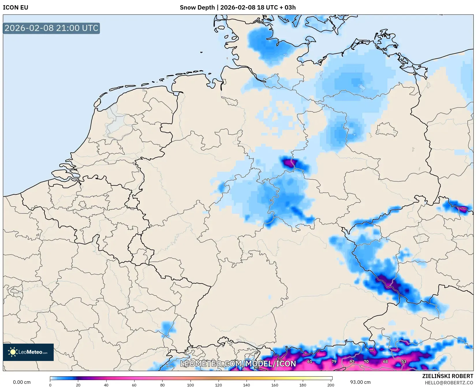 ICON model - Jerman, Kedalaman Salju