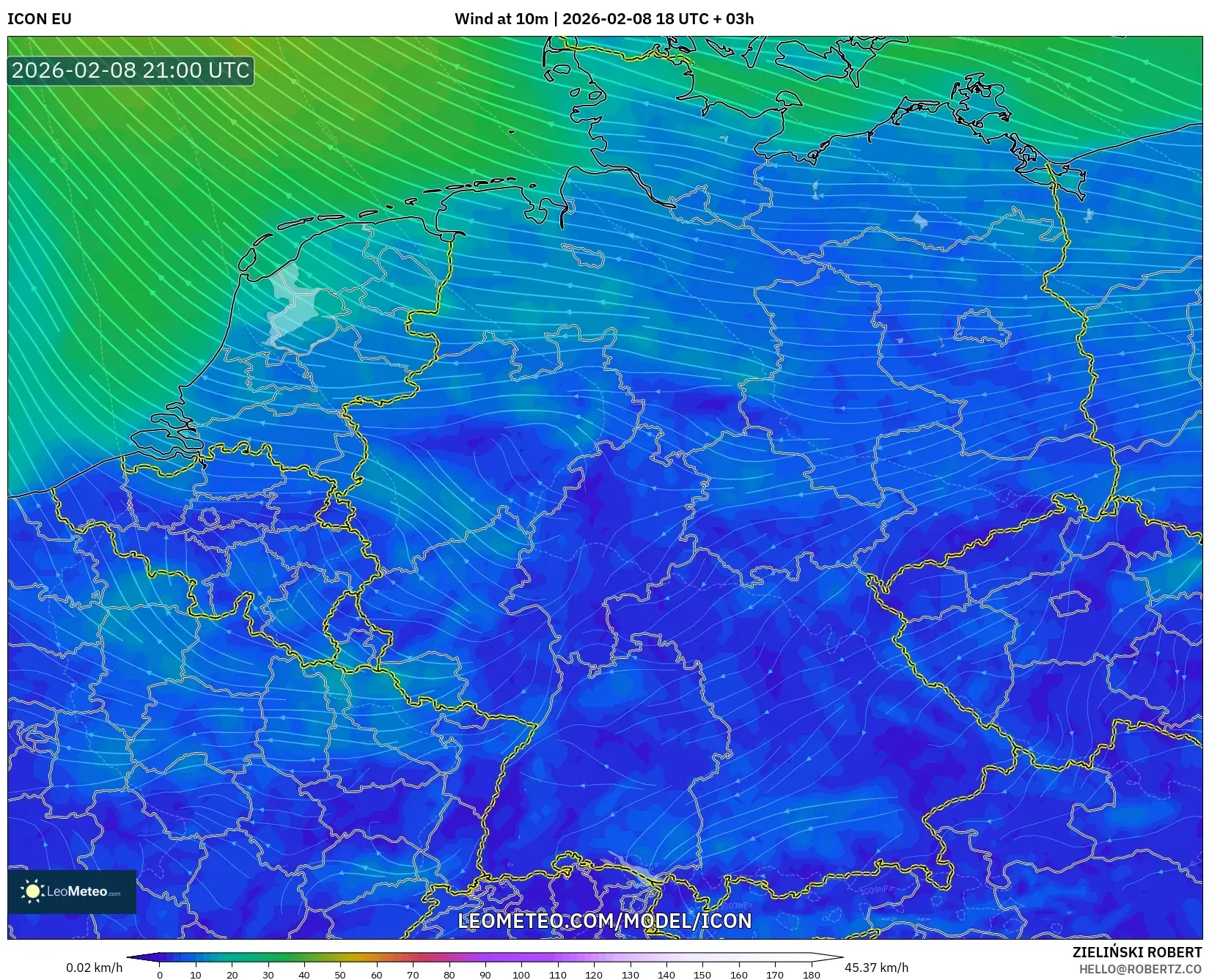 ICON model - Jerman, Angin 10 m