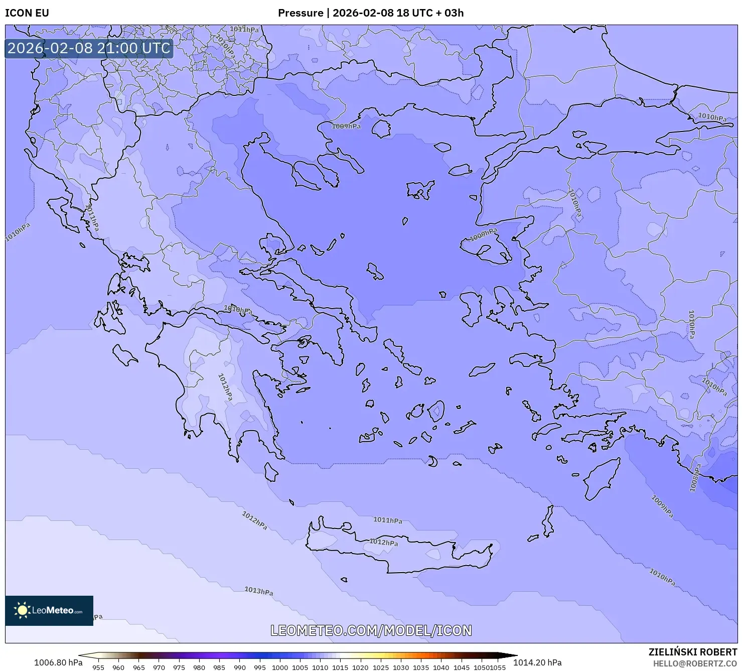 ICON model - Greece, Pressure