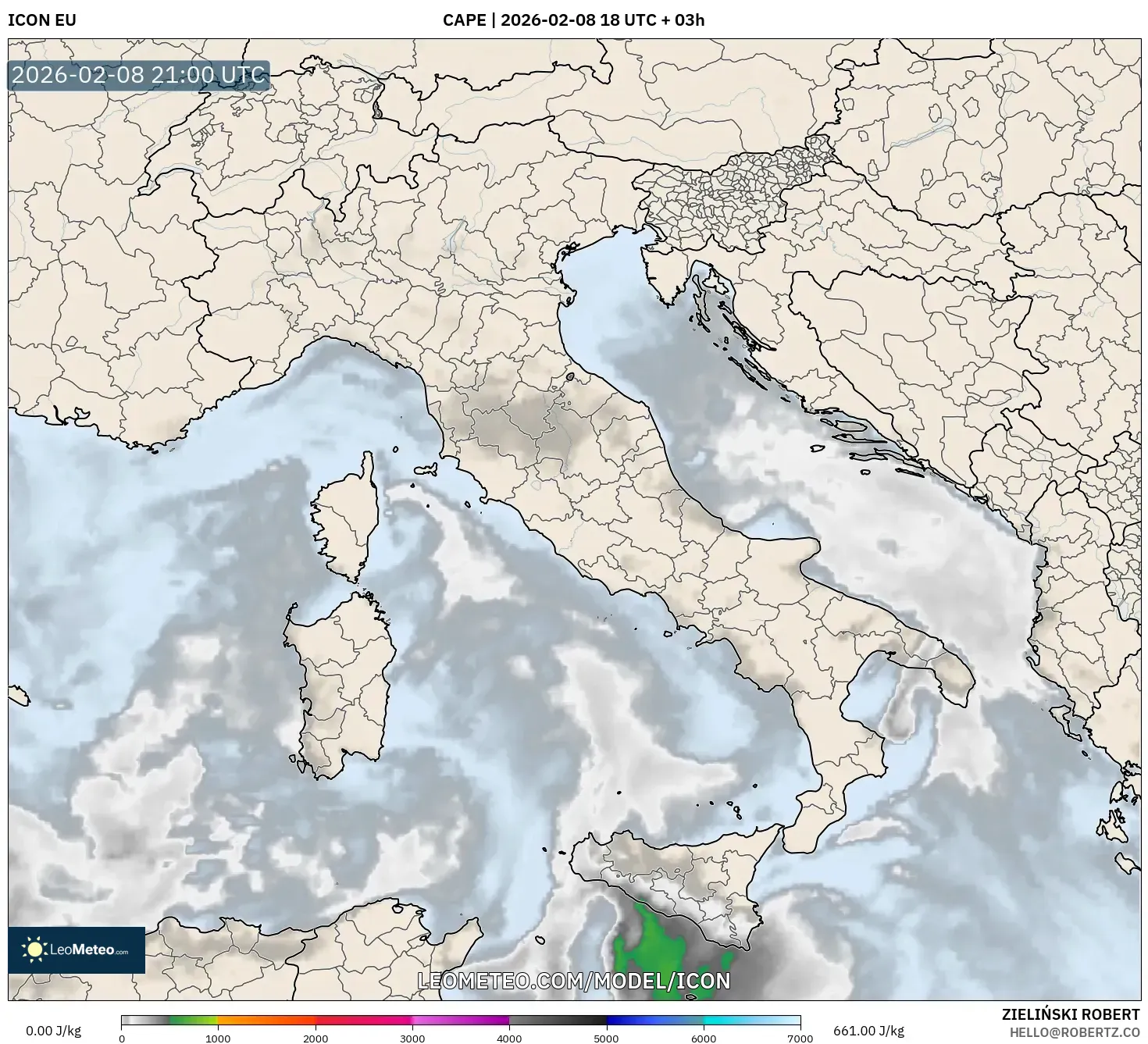 ICON model - Italy, CAPE