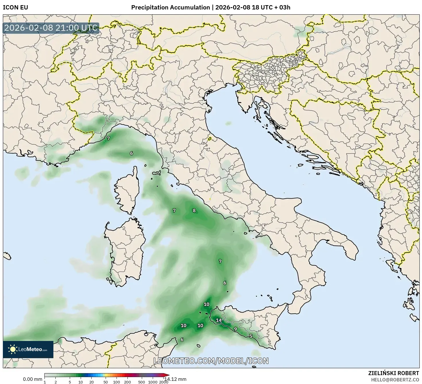 ICON model - Italy, Precipitation Accumulation
