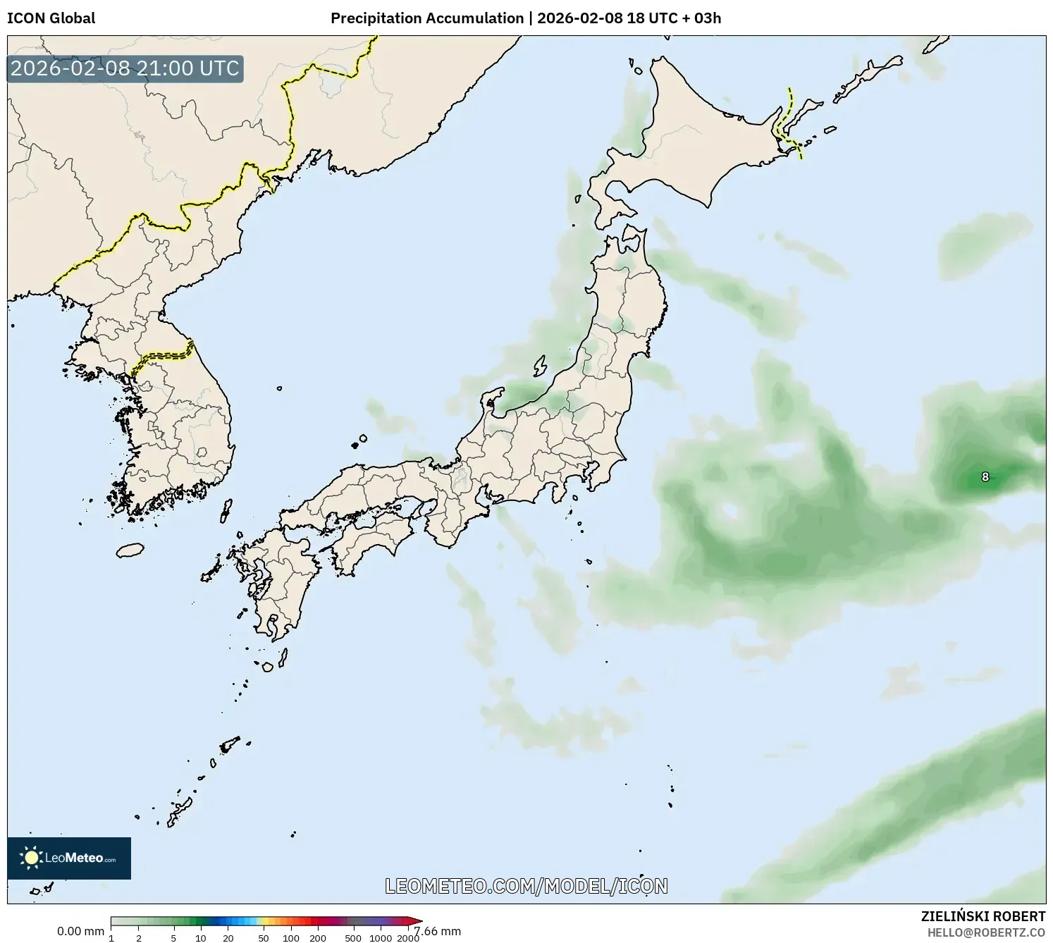 ICON model - Japan, Precipitation Accumulation