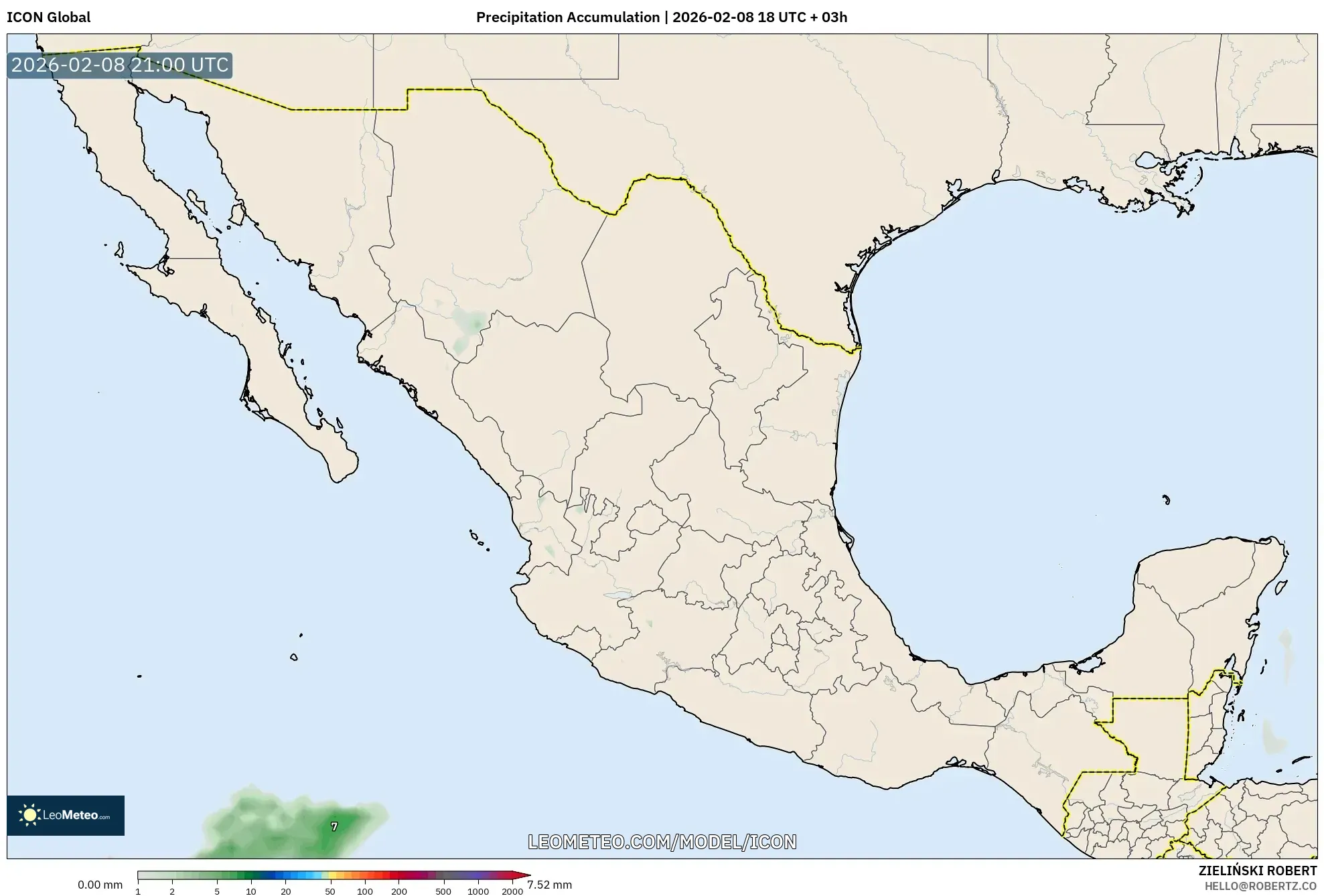 ICON model - Mexico, Precipitation Accumulation