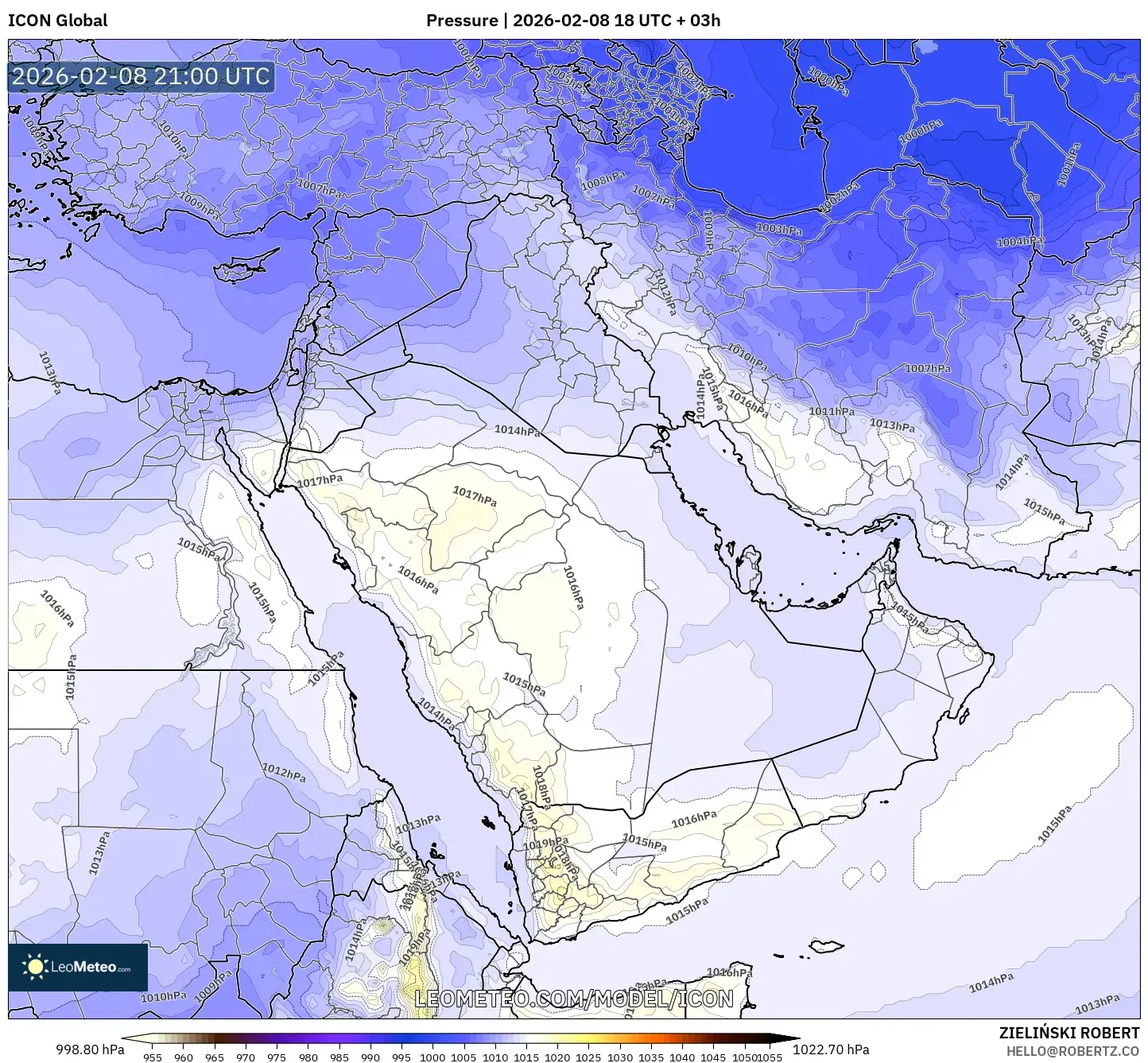 ICON model - Middle East, Pressure