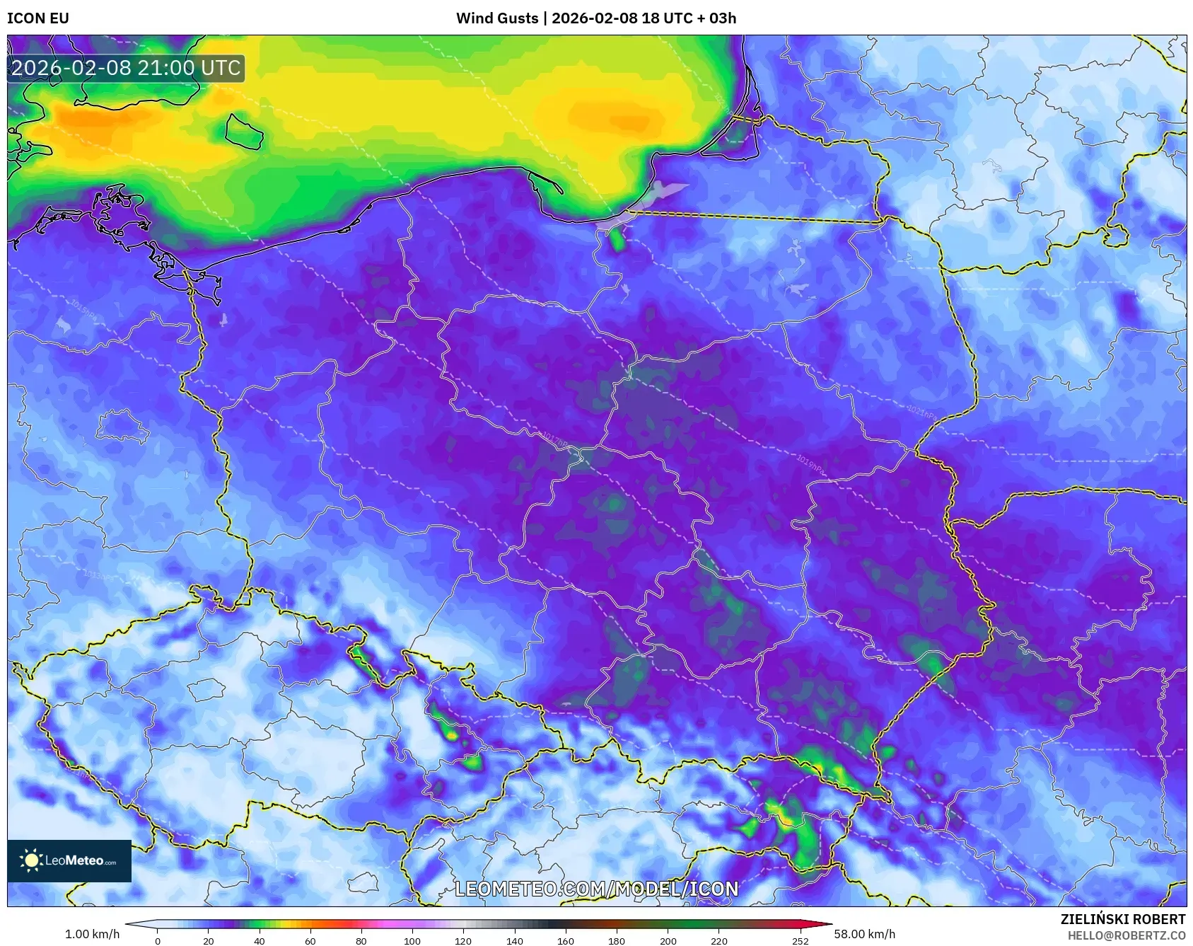 ICON model - Polandia, Hembusan Angin