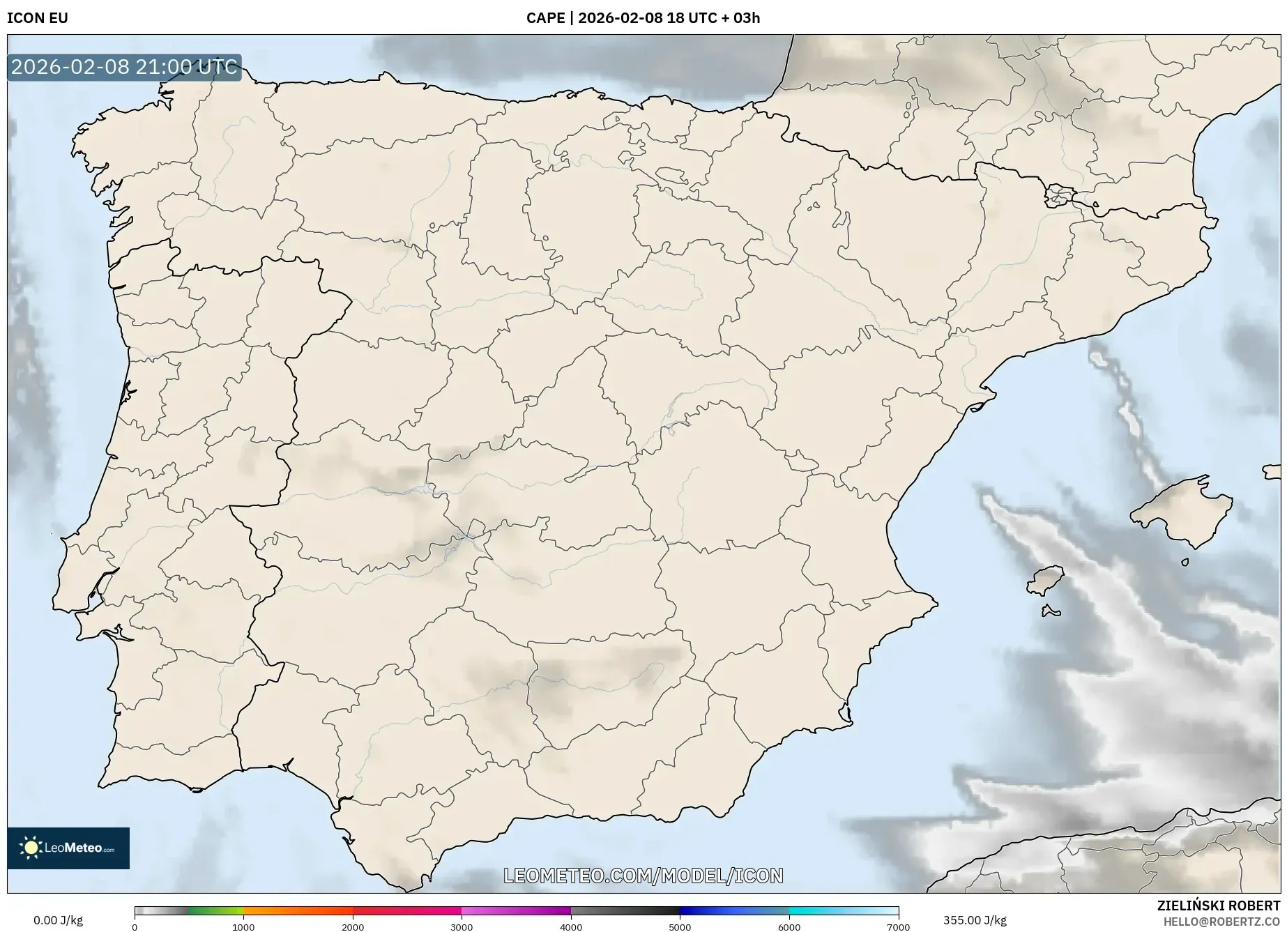 ICON model - Spain, CAPE