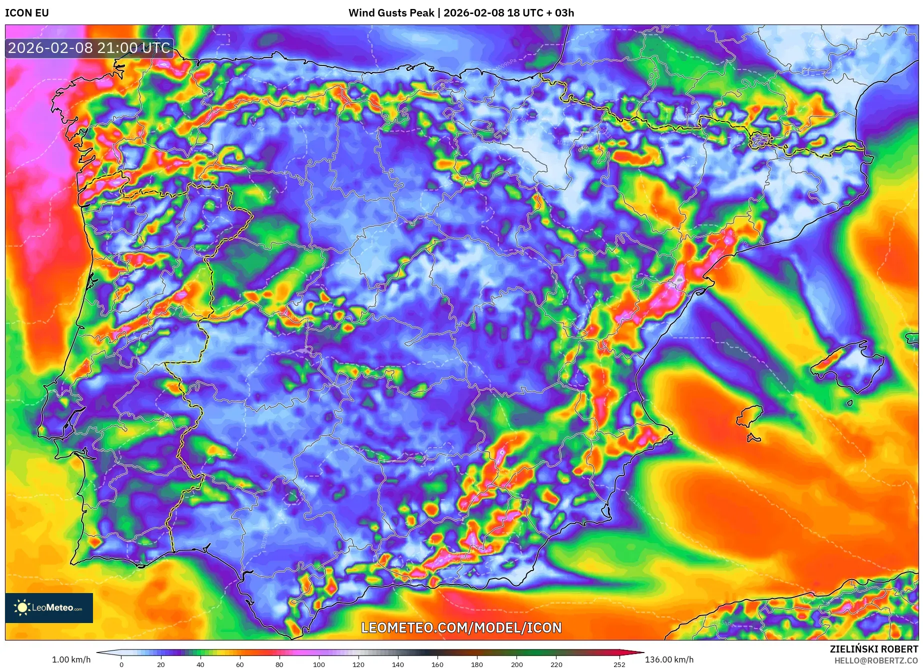 ICON model - Spanyol, Puncak Hembusan