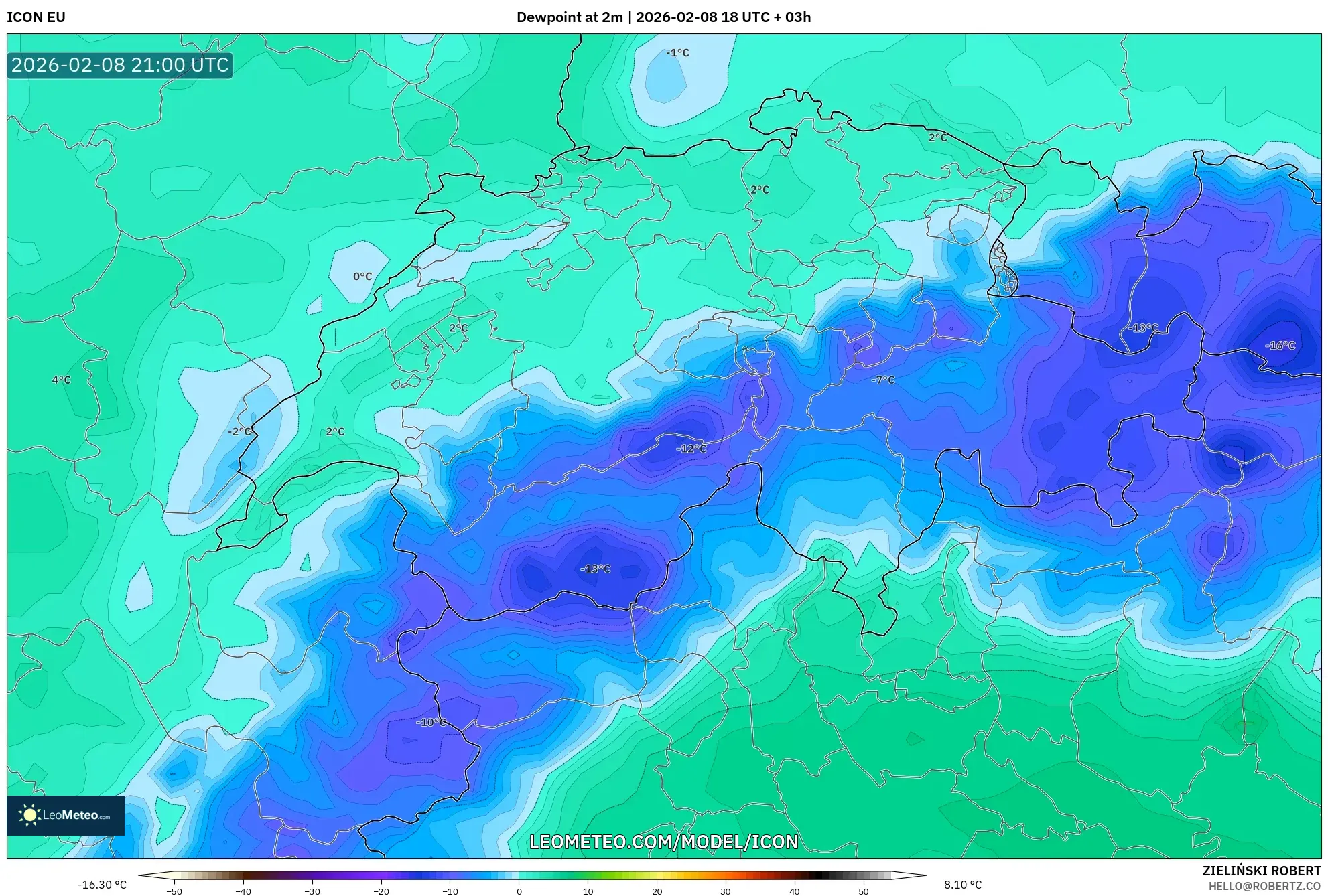 ICON model - Swiss, Titik Embun 2 m