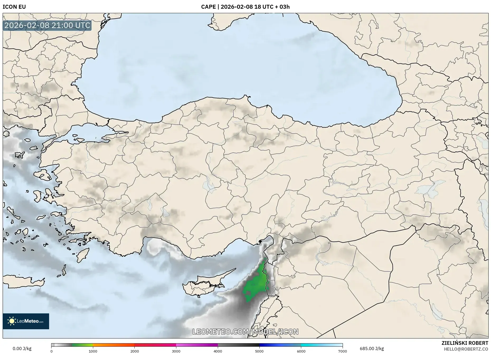 ICON model - Turki, CAPE