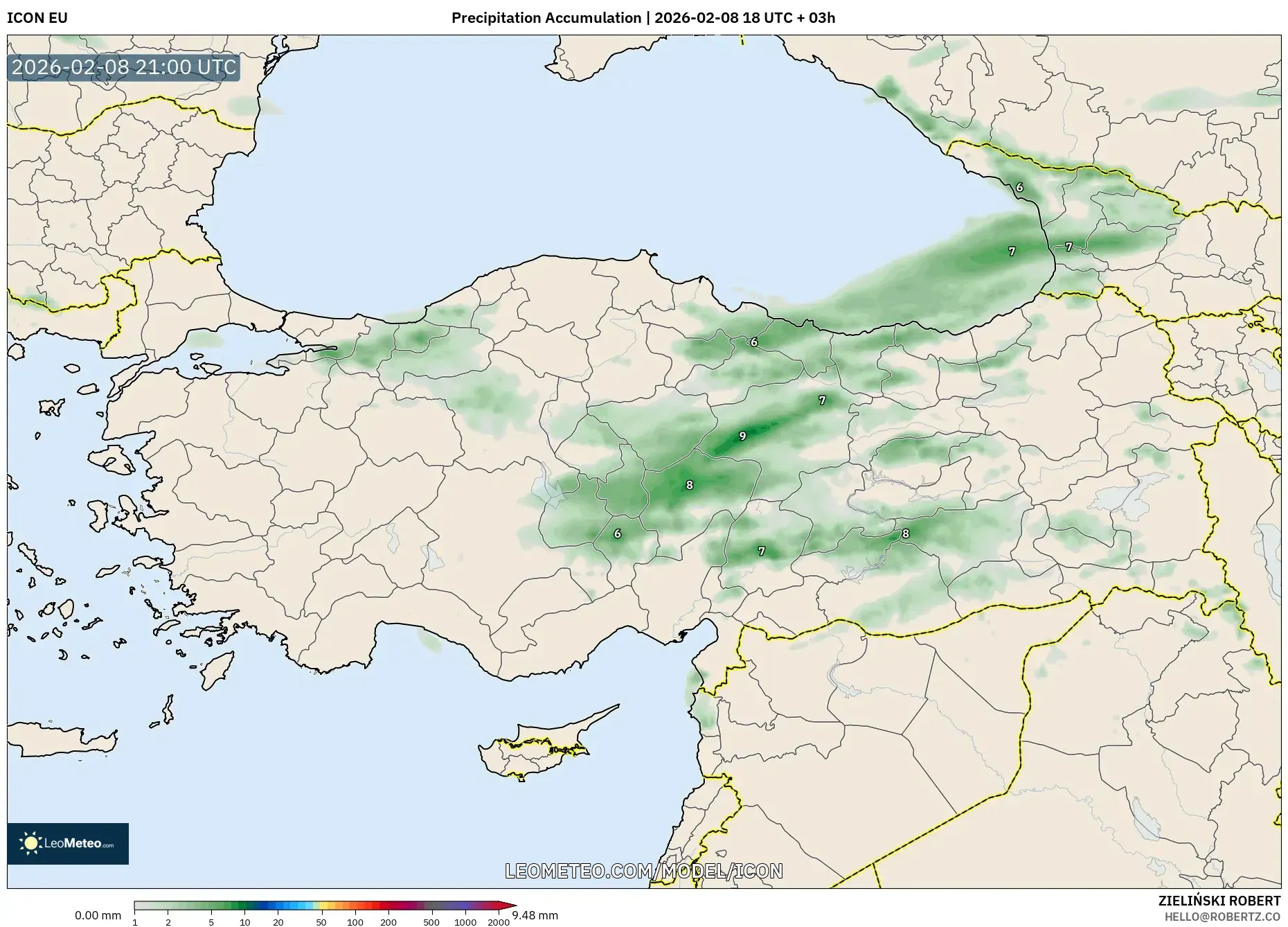 ICON model - Turkey, Precipitation Accumulation