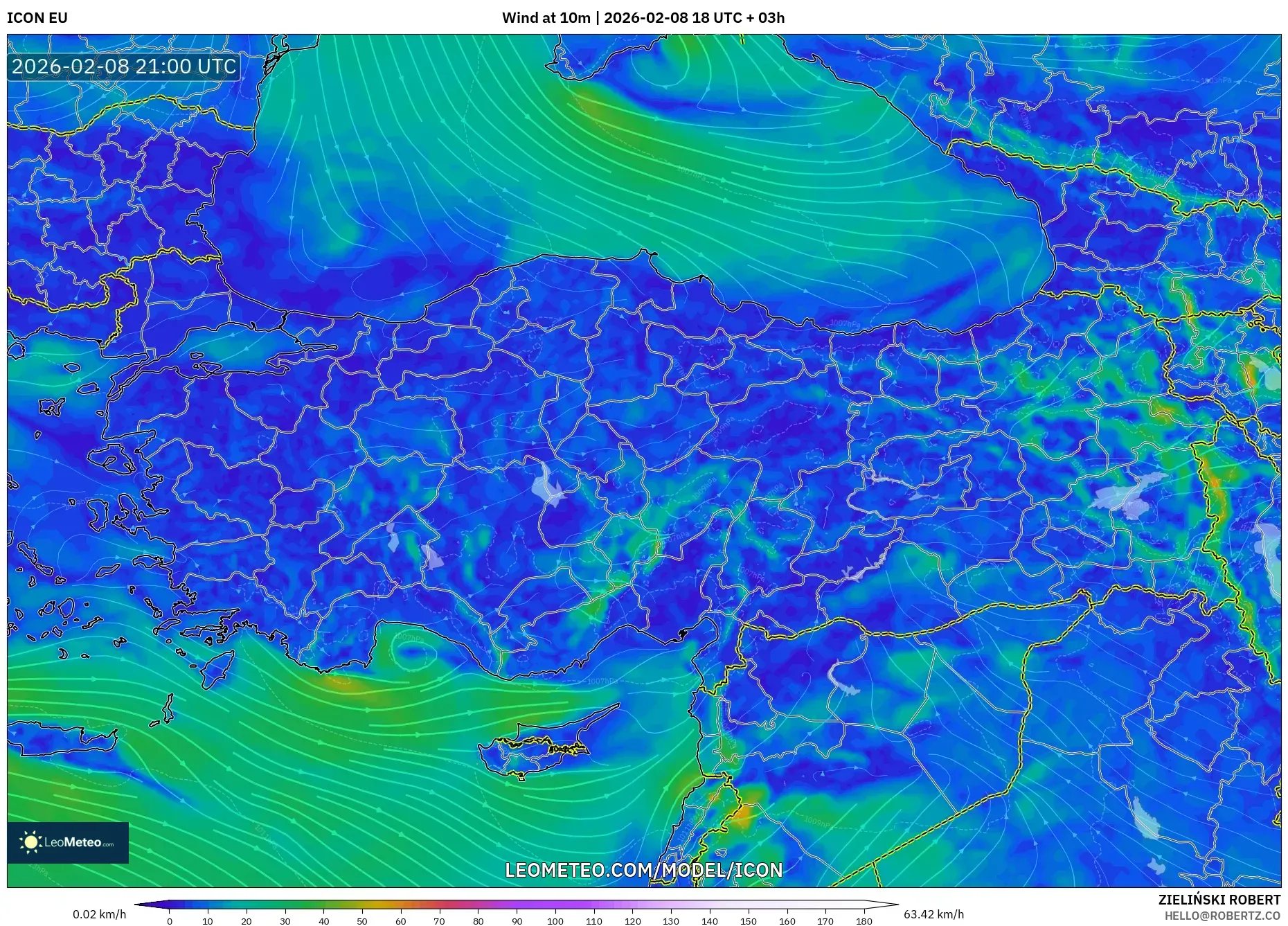ICON model - Turki, Angin 10 m