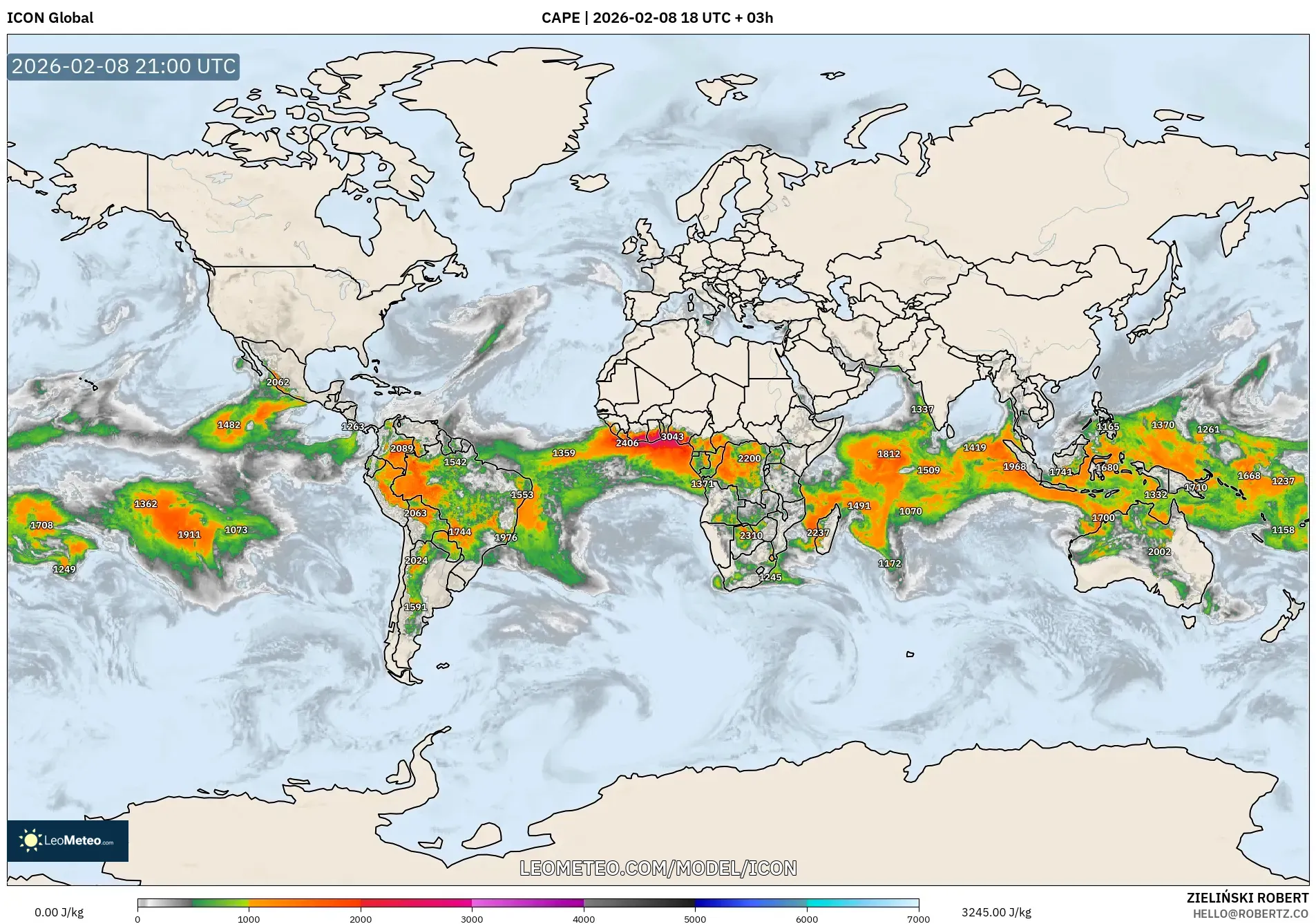 ICON model - World, CAPE