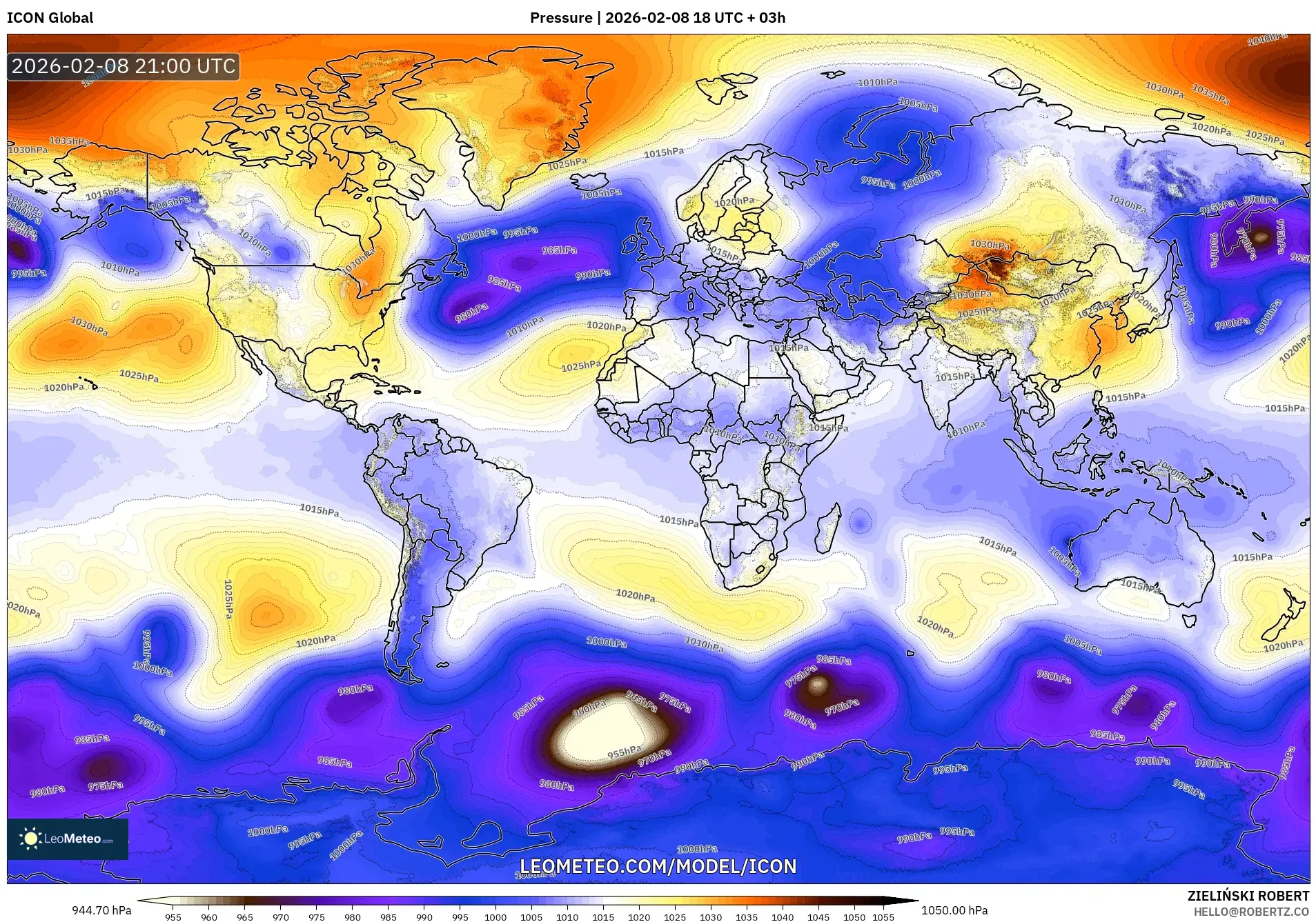 ICON model - World, Pressure