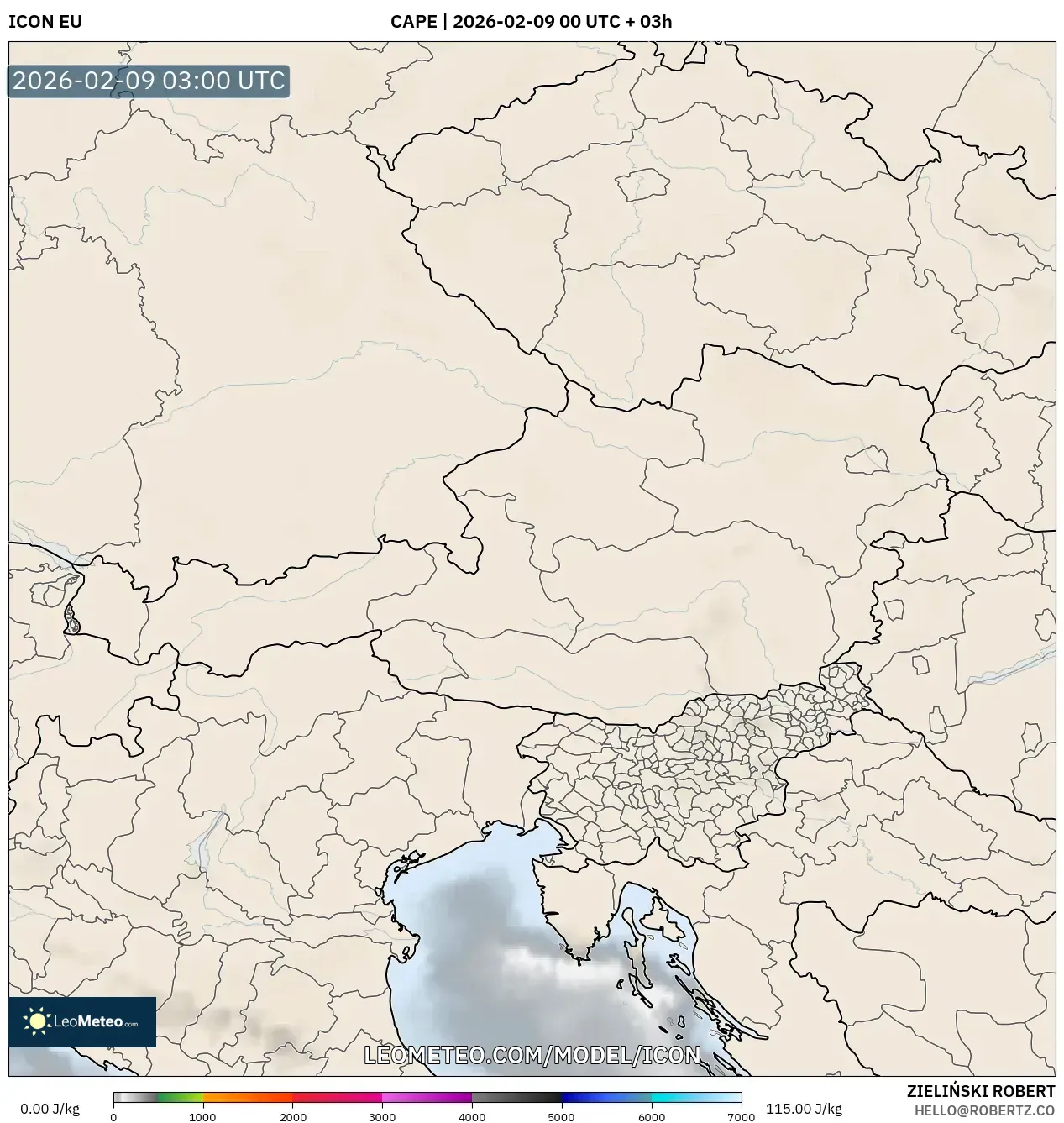 ICON model - Austria, CAPE