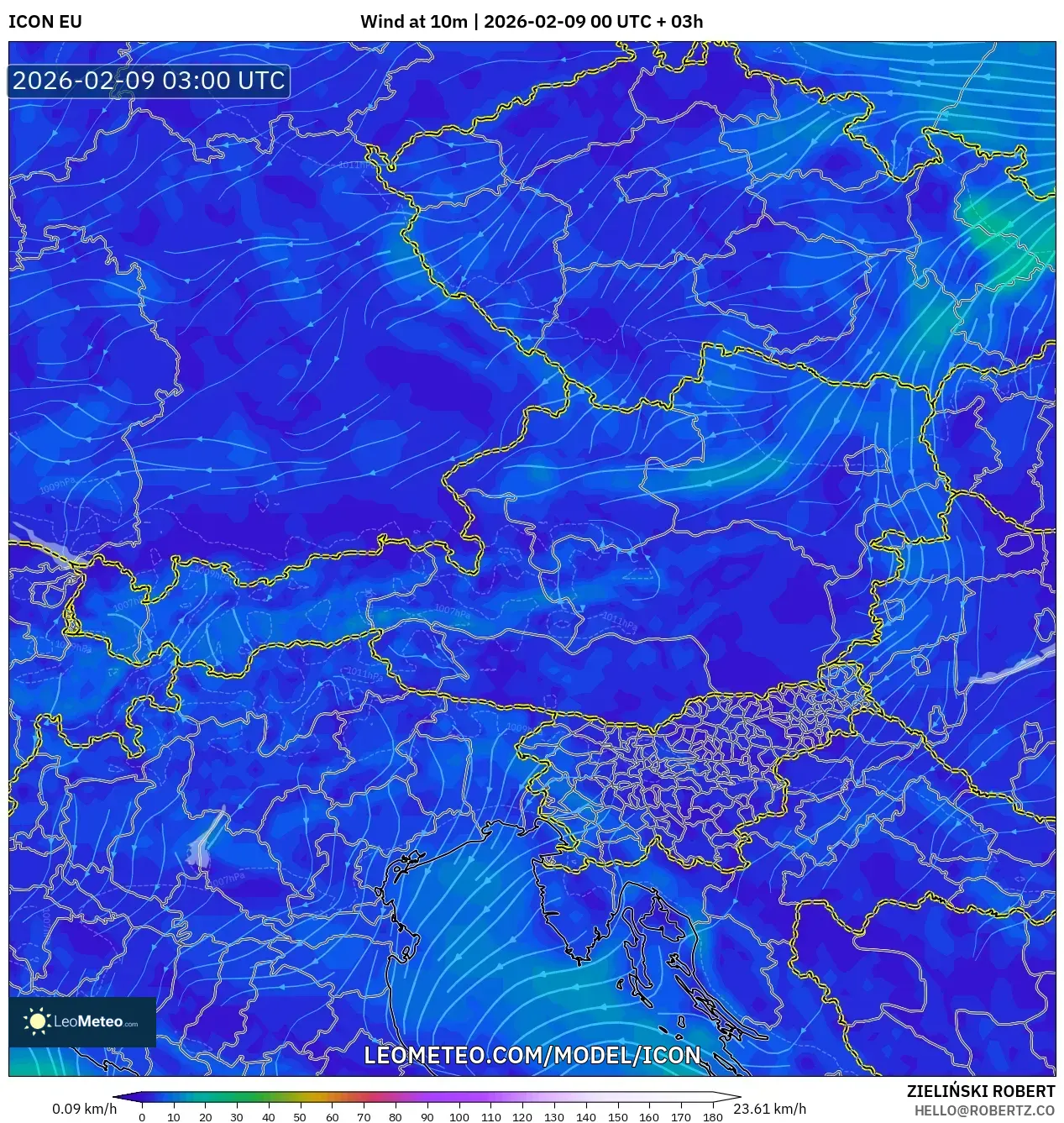 ICON model - Austria, Angin 10 m