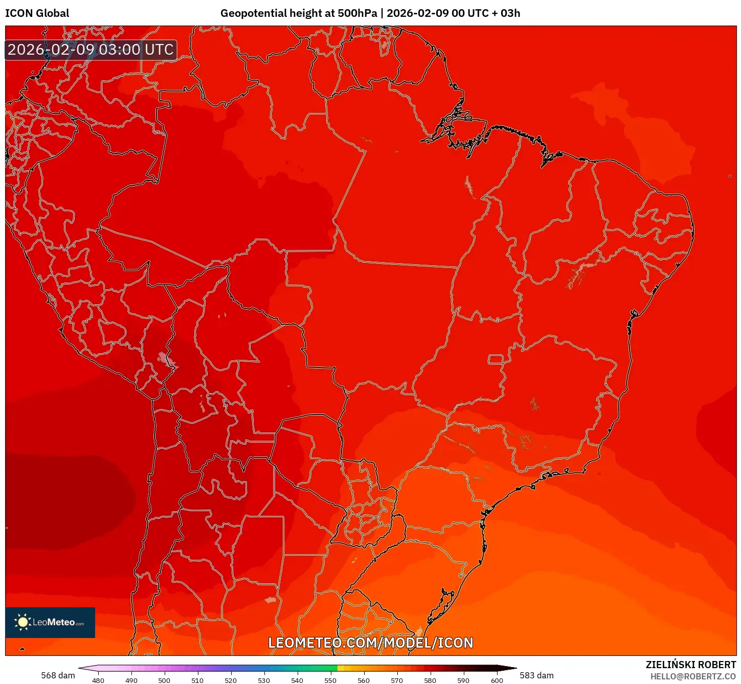 ICON model - Brazil, Ketinggian geopotensial pada 500 hPa