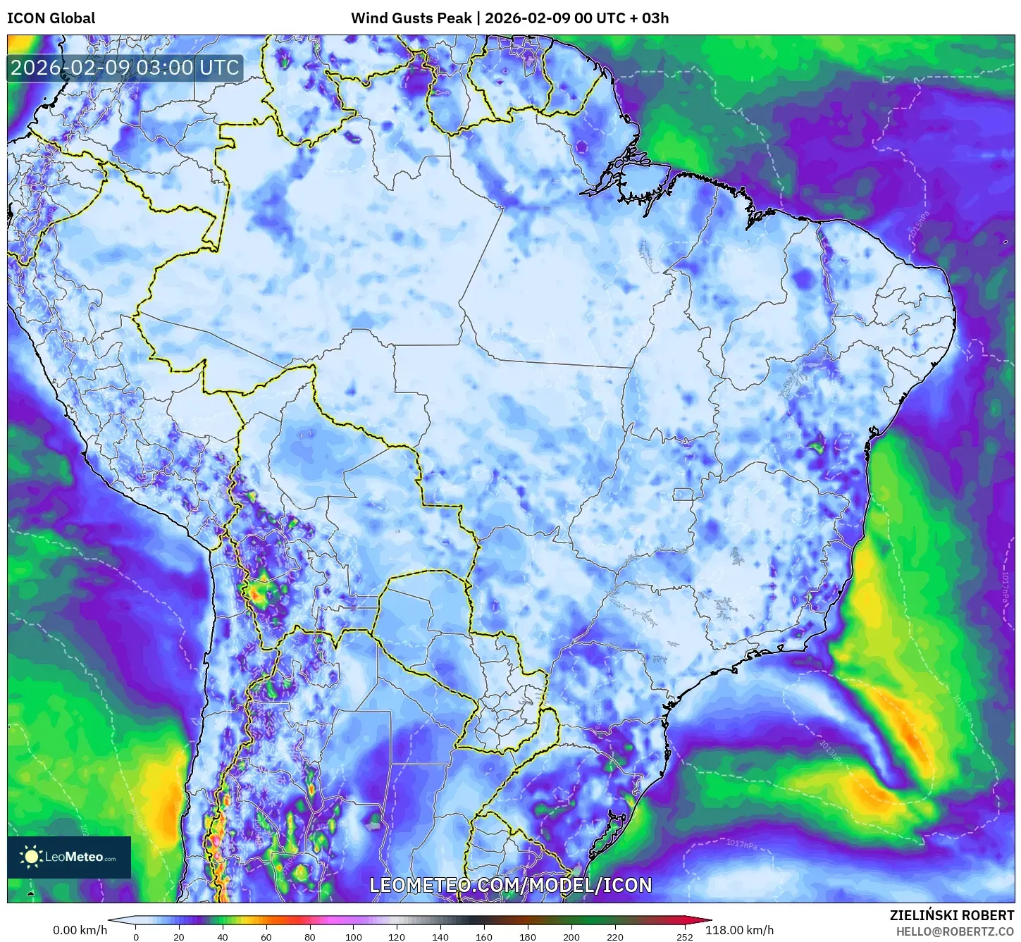 ICON model - Brazil, Hembusan Tertinggi