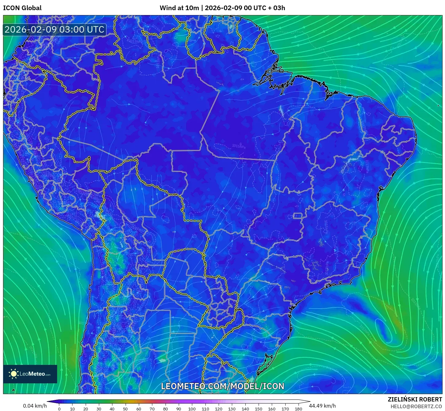 ICON model - Brazil, Angin 10 m
