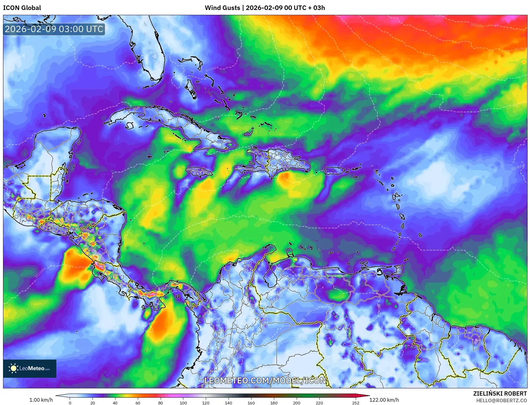 ICON model - Karibia, Hembusan Angin