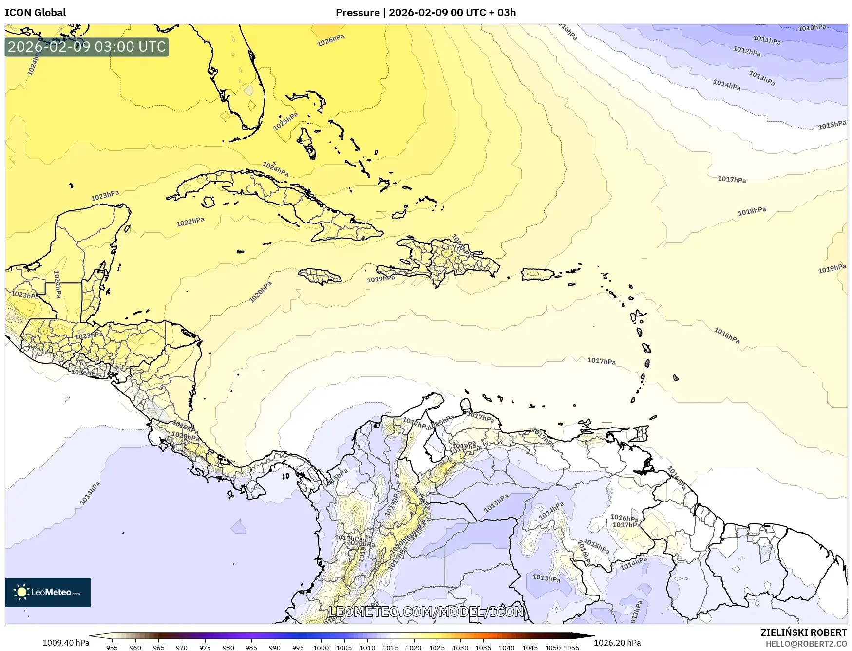 ICON model - Karibia, Tekanan