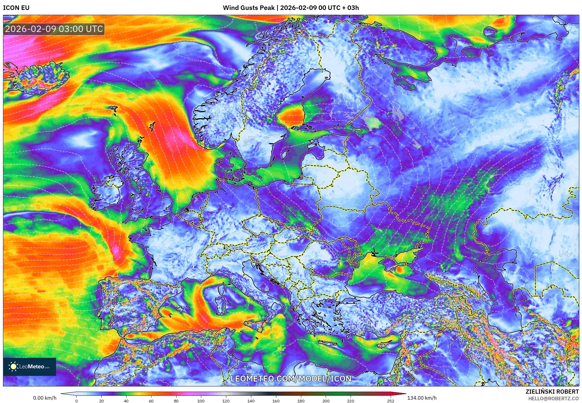 ICON model - Eropah, Hembusan Tertinggi