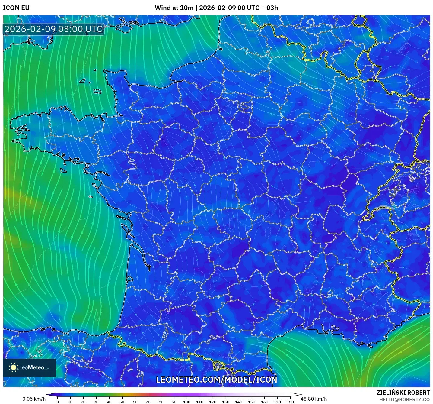 ICON model - Perancis, Angin 10 m