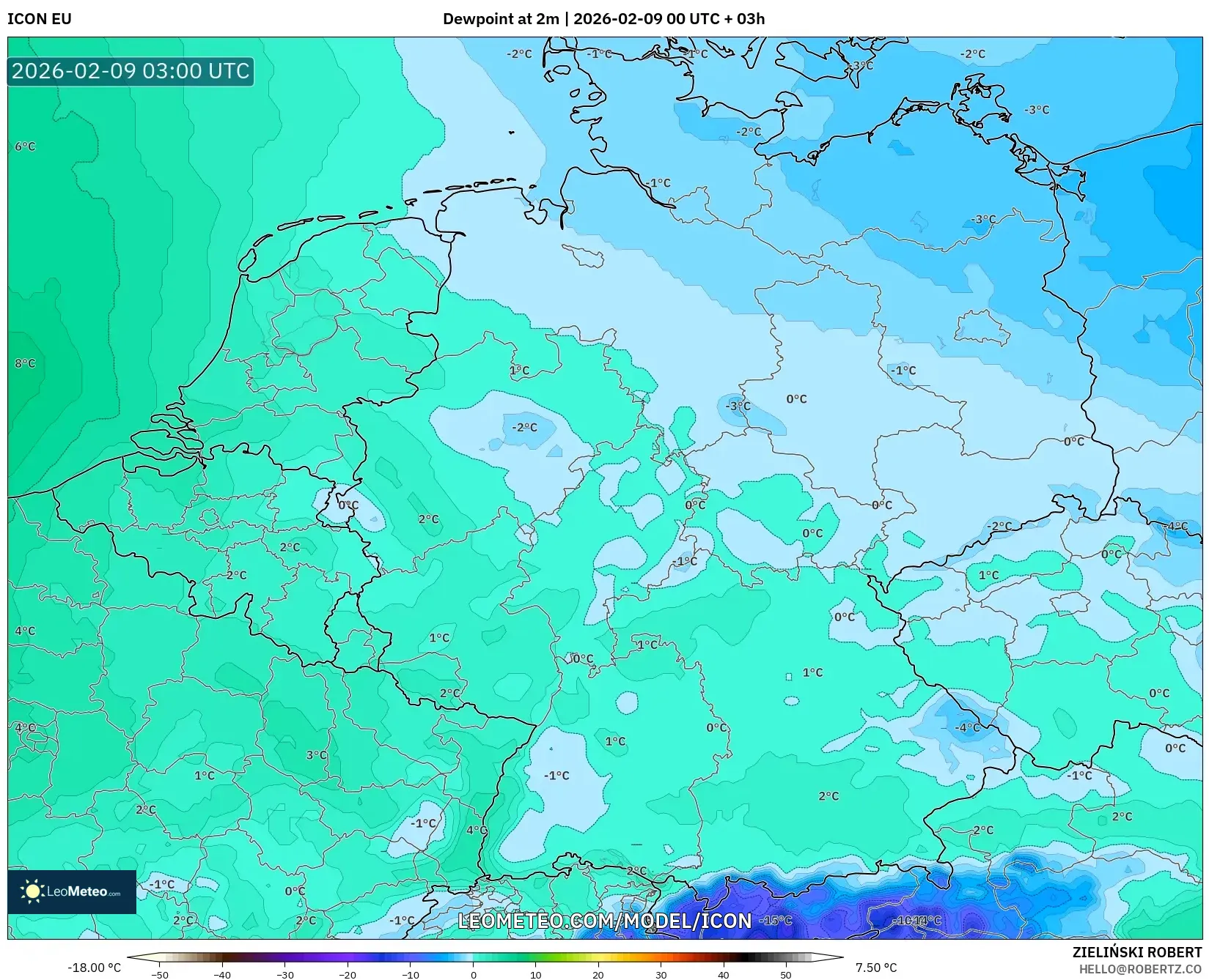ICON model - Jerman, Takat Embun 2 m