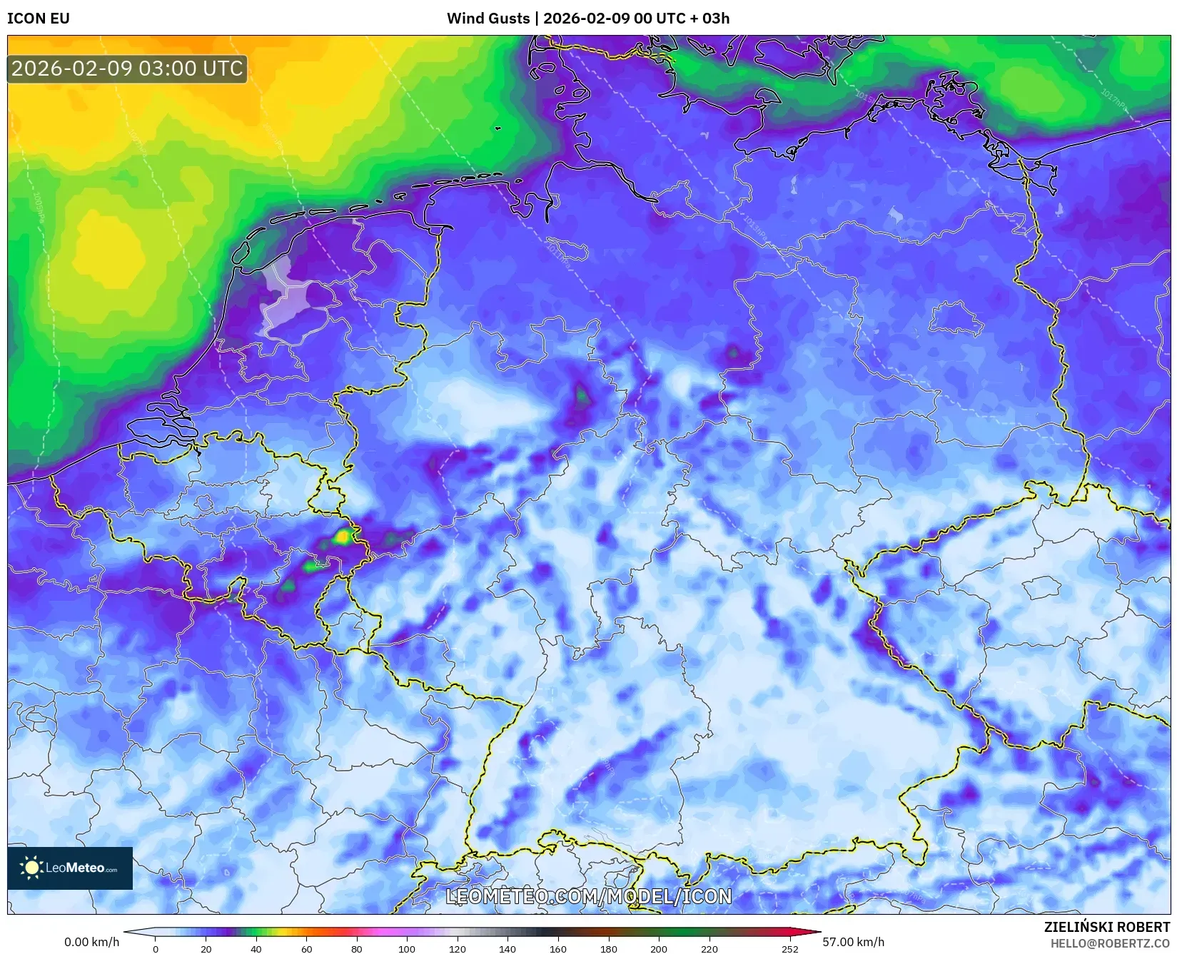 ICON model - Jerman, Hembusan Angin