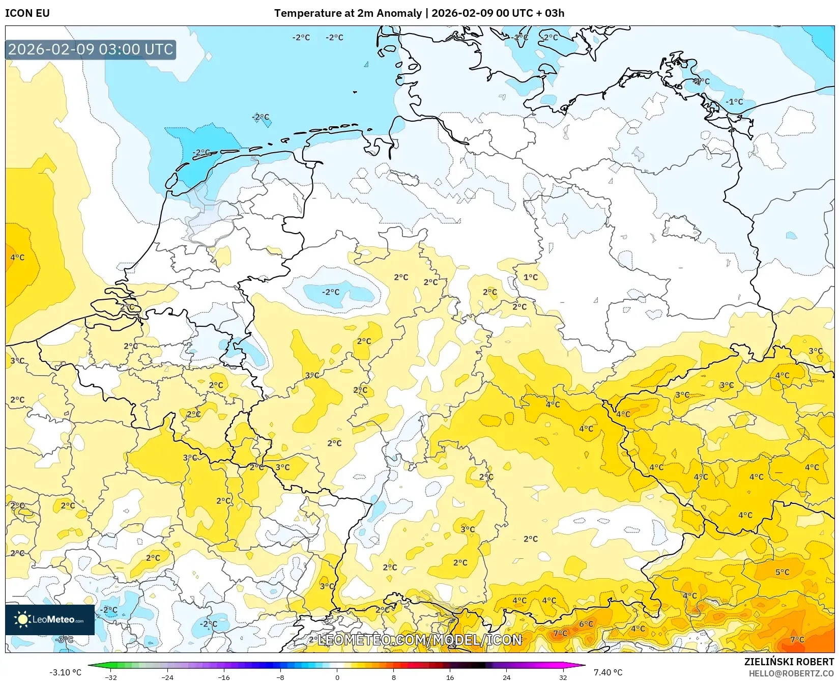 ICON model - Jerman, Anomali Suhu 2 m