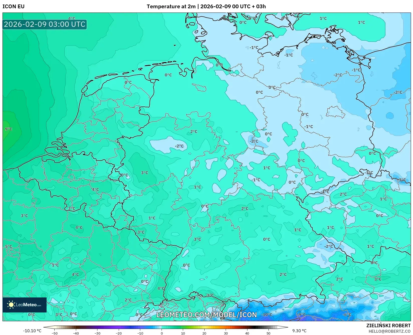 ICON model - Jerman, Suhu pada 2 m