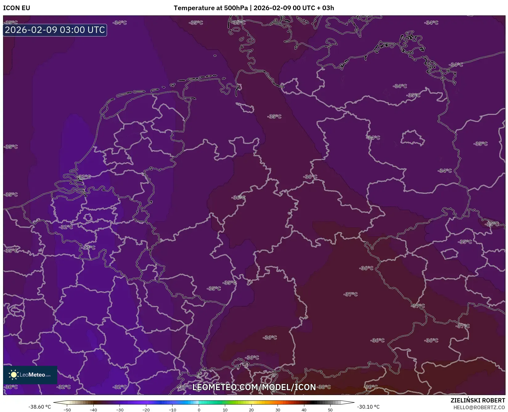 ICON model - Jerman, Suhu 500 hPa