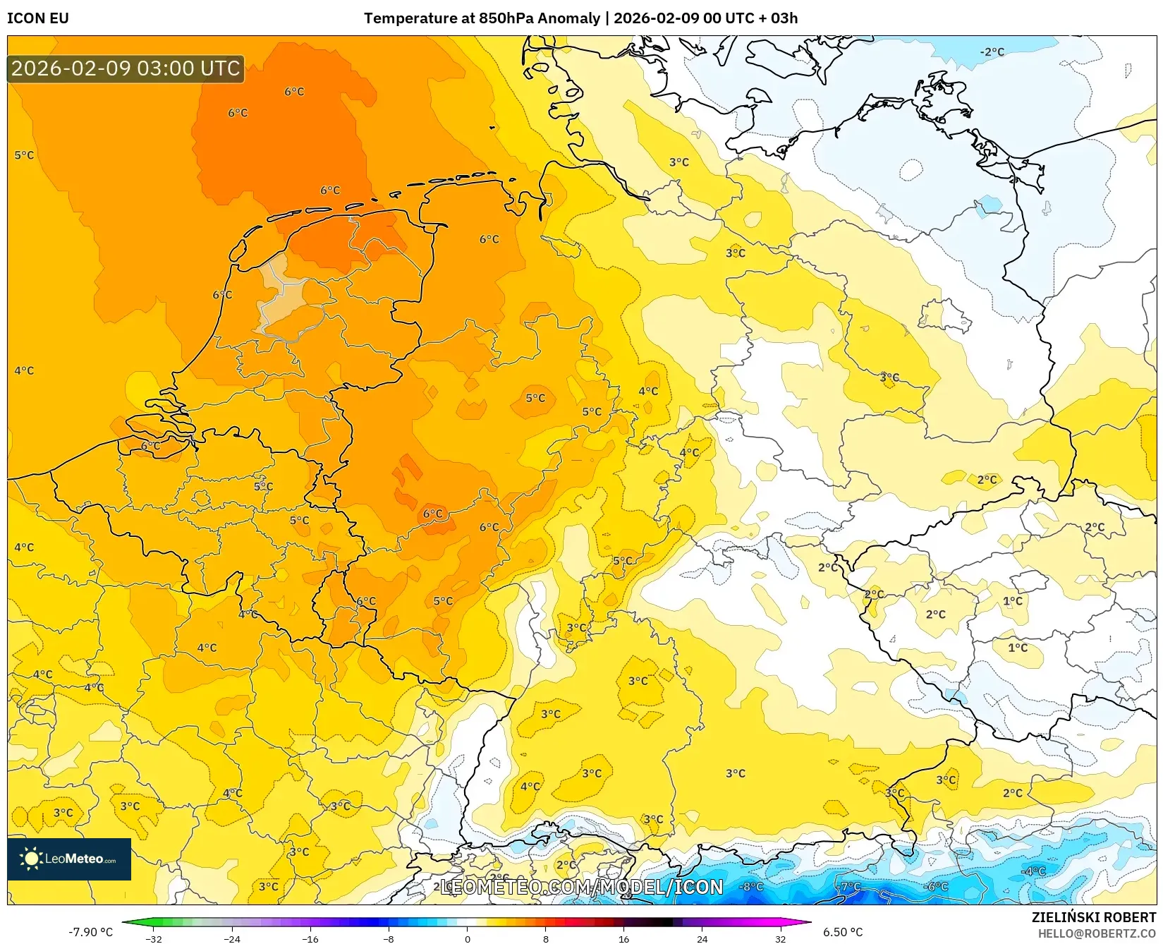 ICON model - Jerman, Anomali Suhu 850 hPa