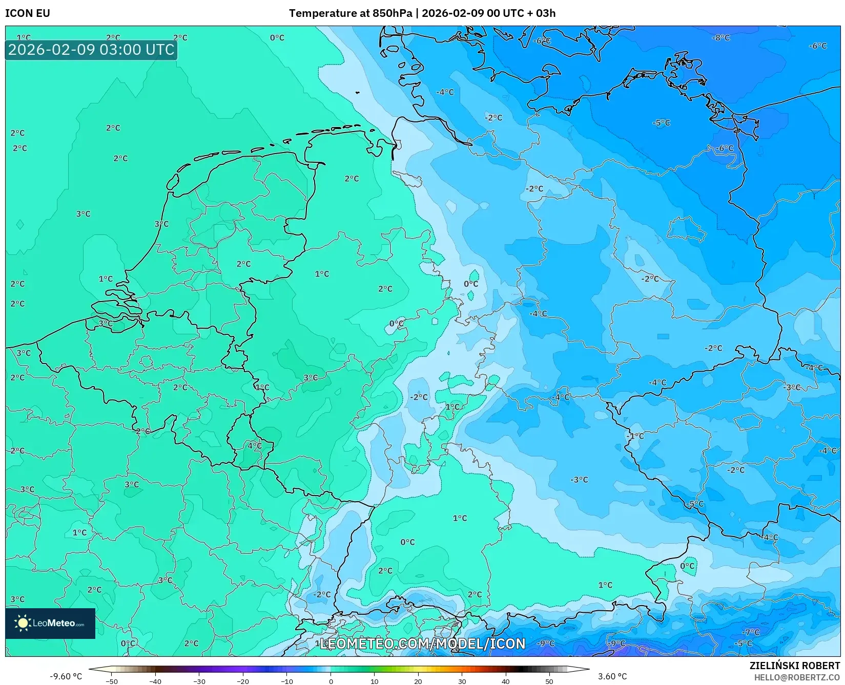 ICON model - Jerman, Suhu 850 hPa