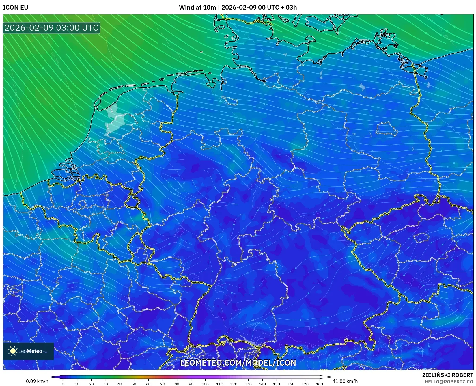 ICON model - Jerman, Angin 10 m