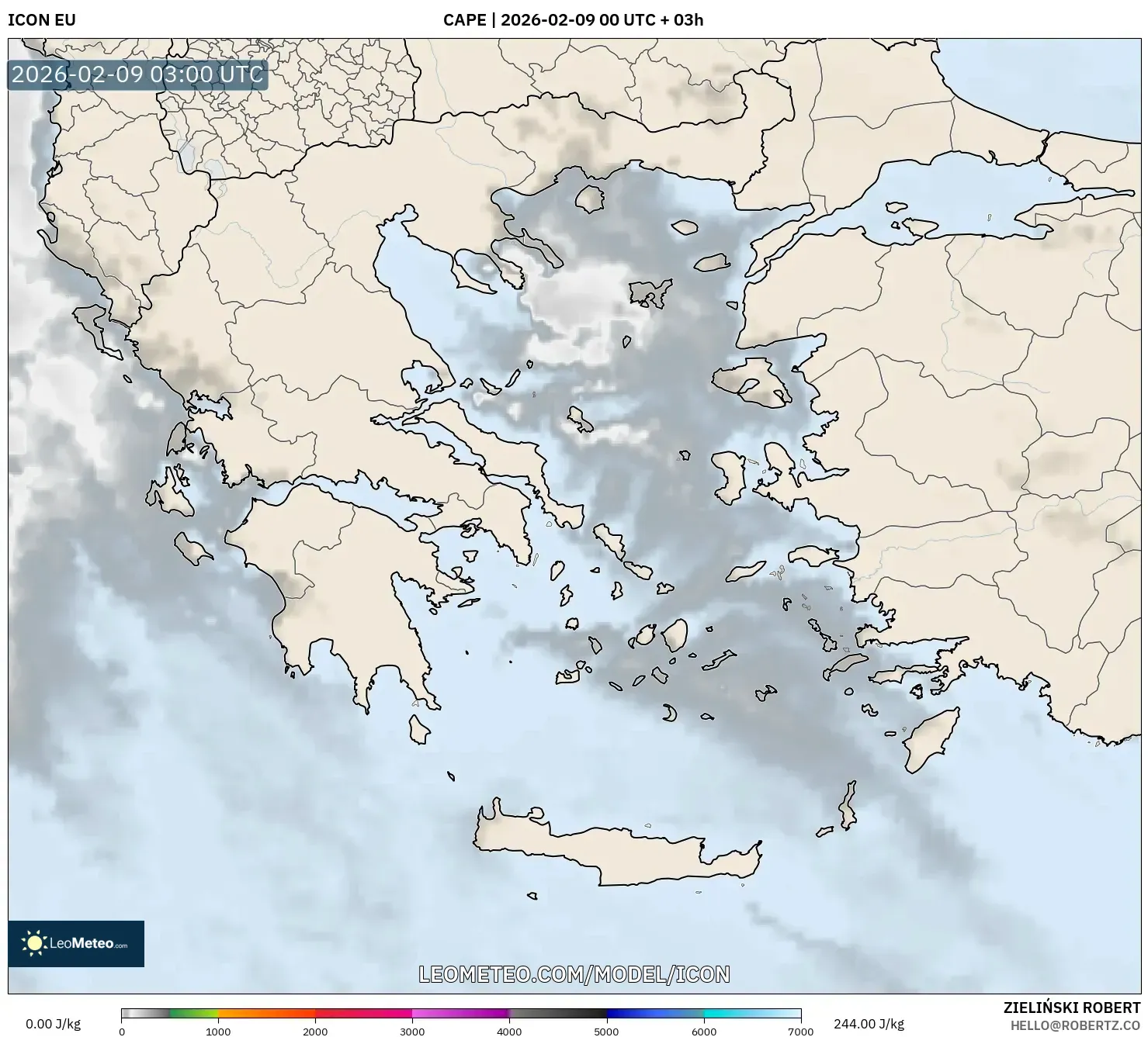 ICON model - Yunani, CAPE