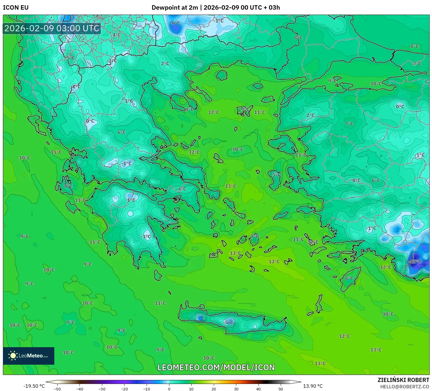 ICON model - Yunani, Takat Embun 2 m