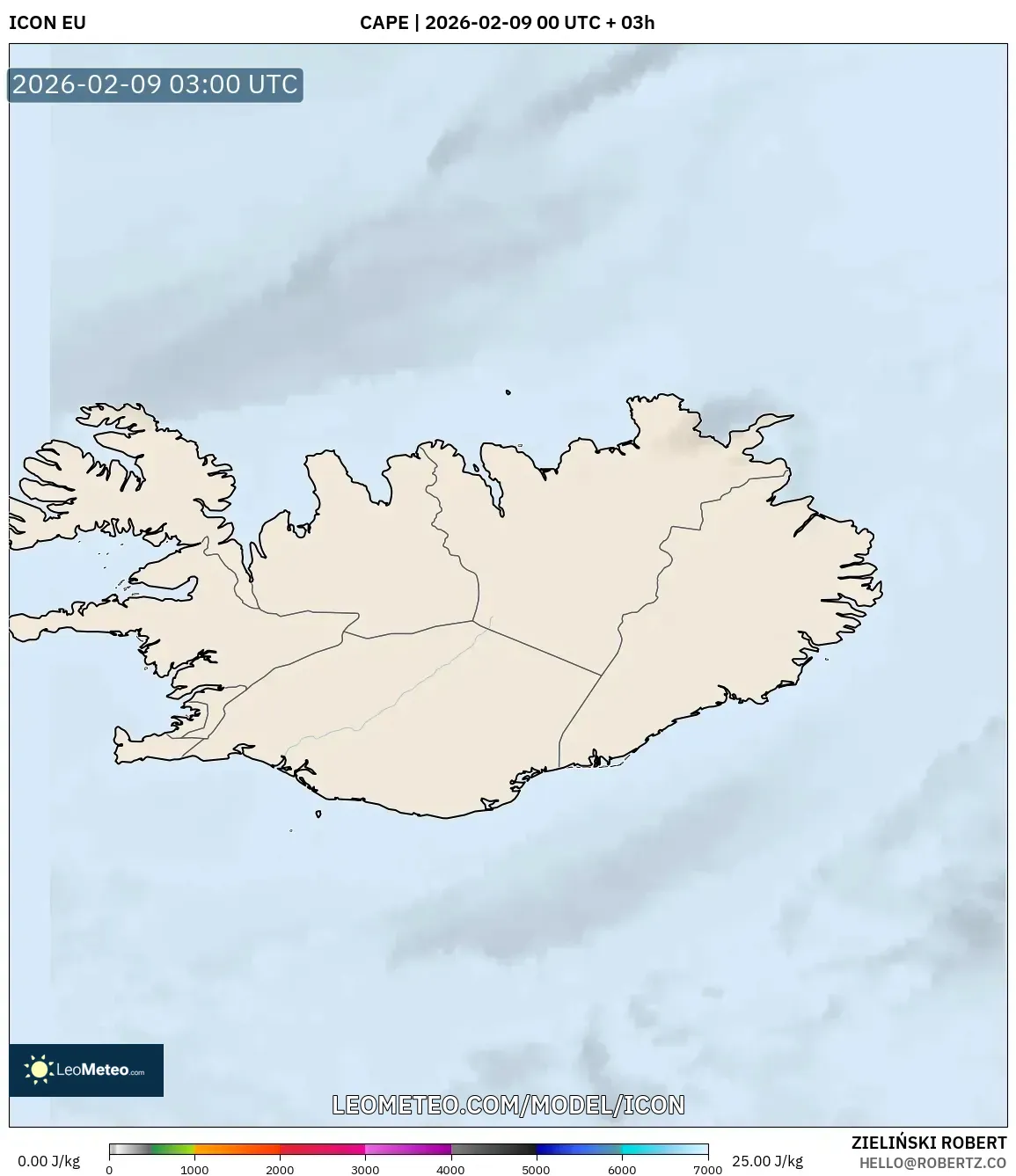 ICON model - Iceland, CAPE