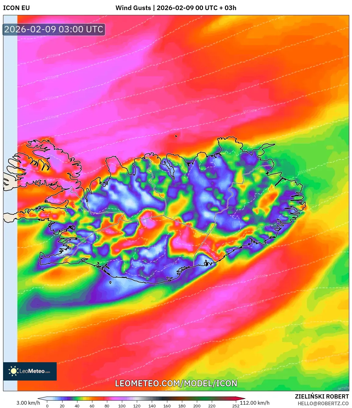 ICON model - Iceland, Hembusan Angin