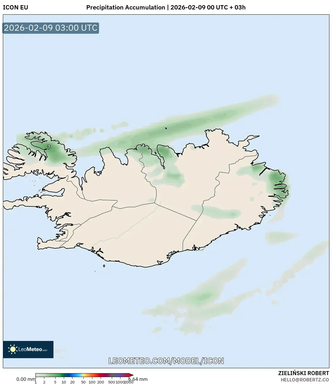 ICON model - Iceland, Pengumpulan Hujan