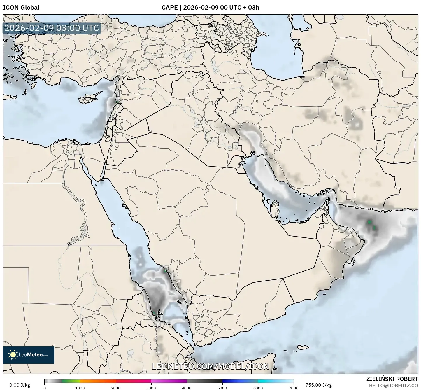 ICON model - Timur Tengah, CAPE