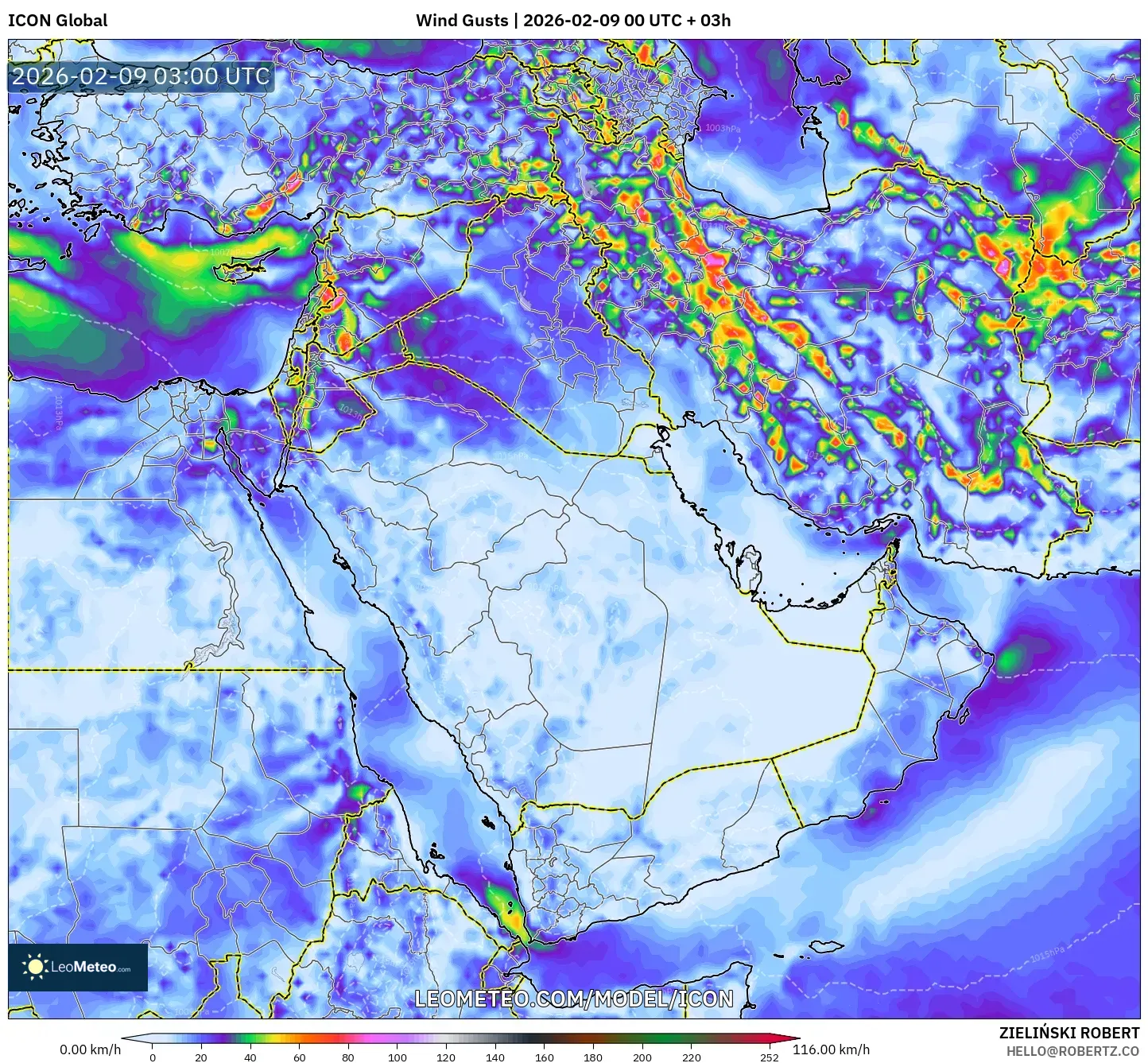 ICON model - Timur Tengah, Hembusan Angin