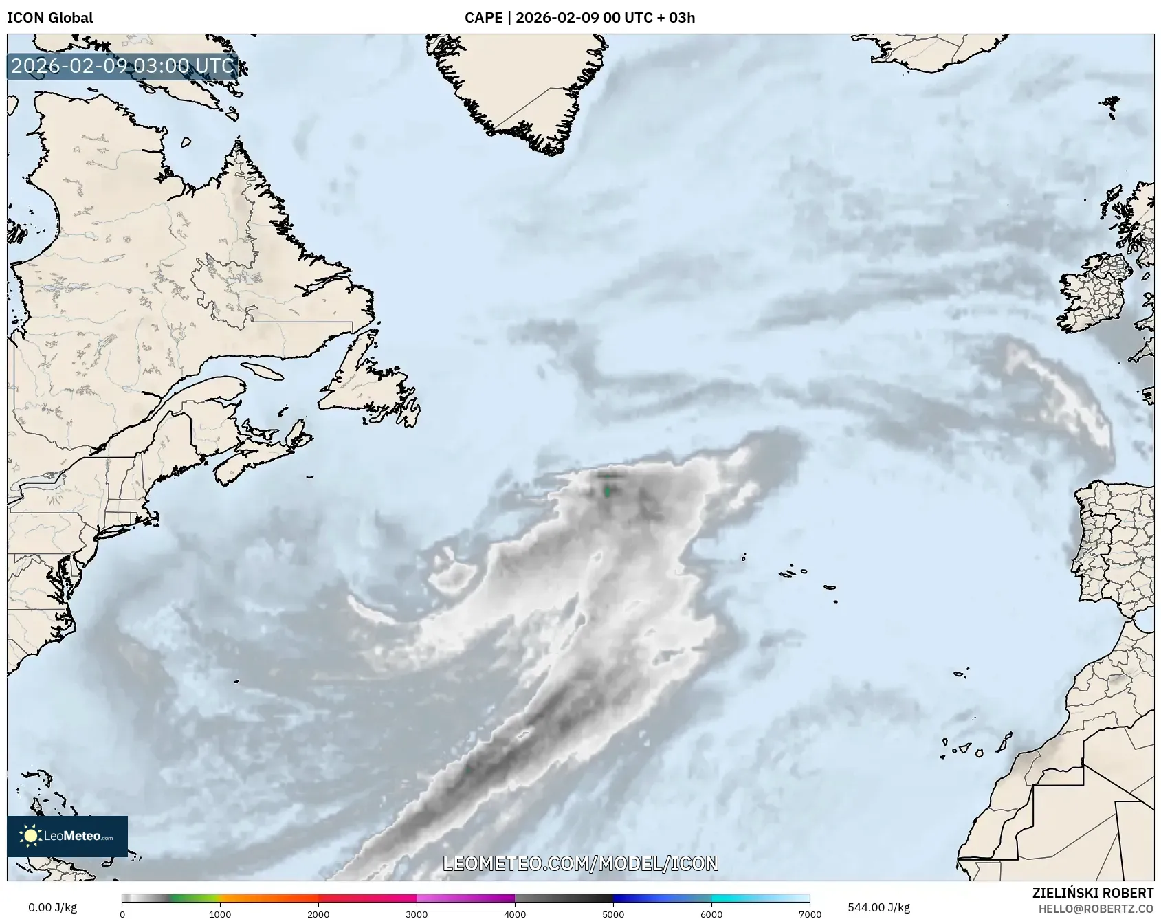 ICON model - Atlantik Utara, CAPE