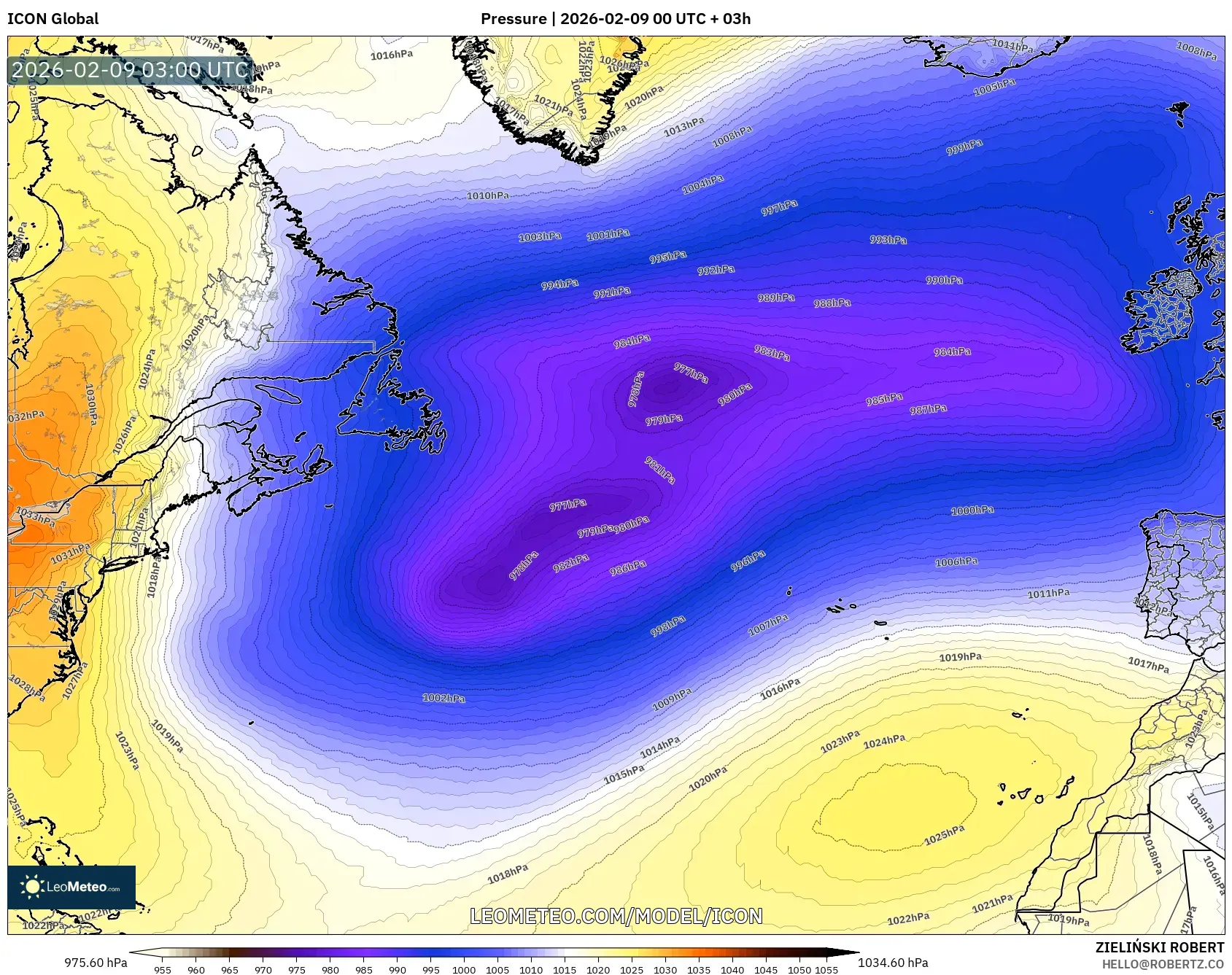 ICON model - Atlantik Utara, Tekanan