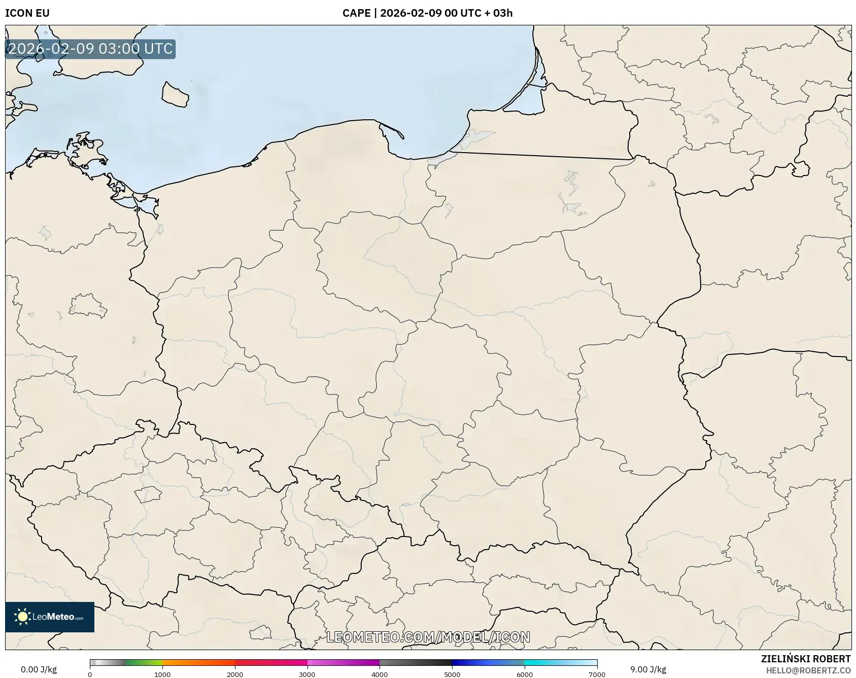 ICON model - Poland, CAPE