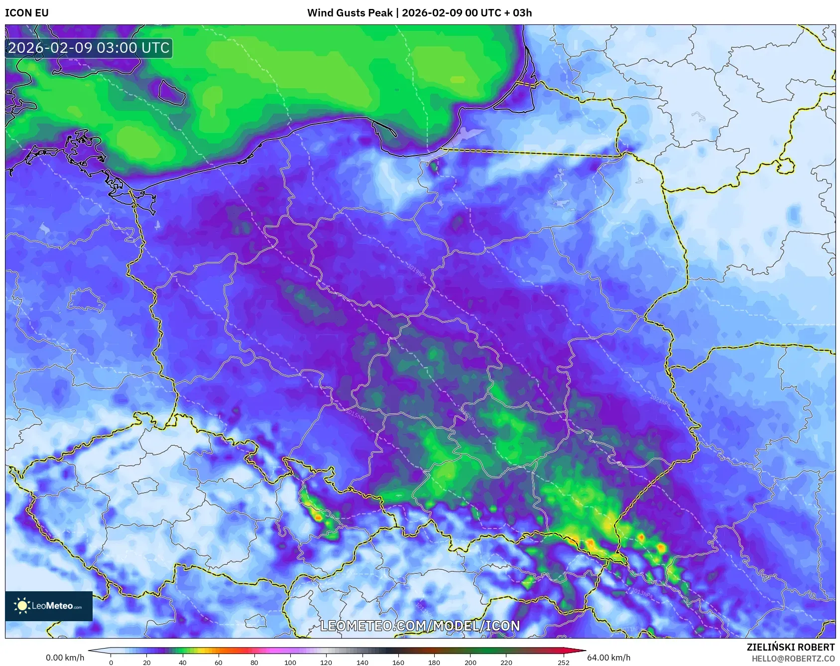 ICON model - Poland, Hembusan Tertinggi
