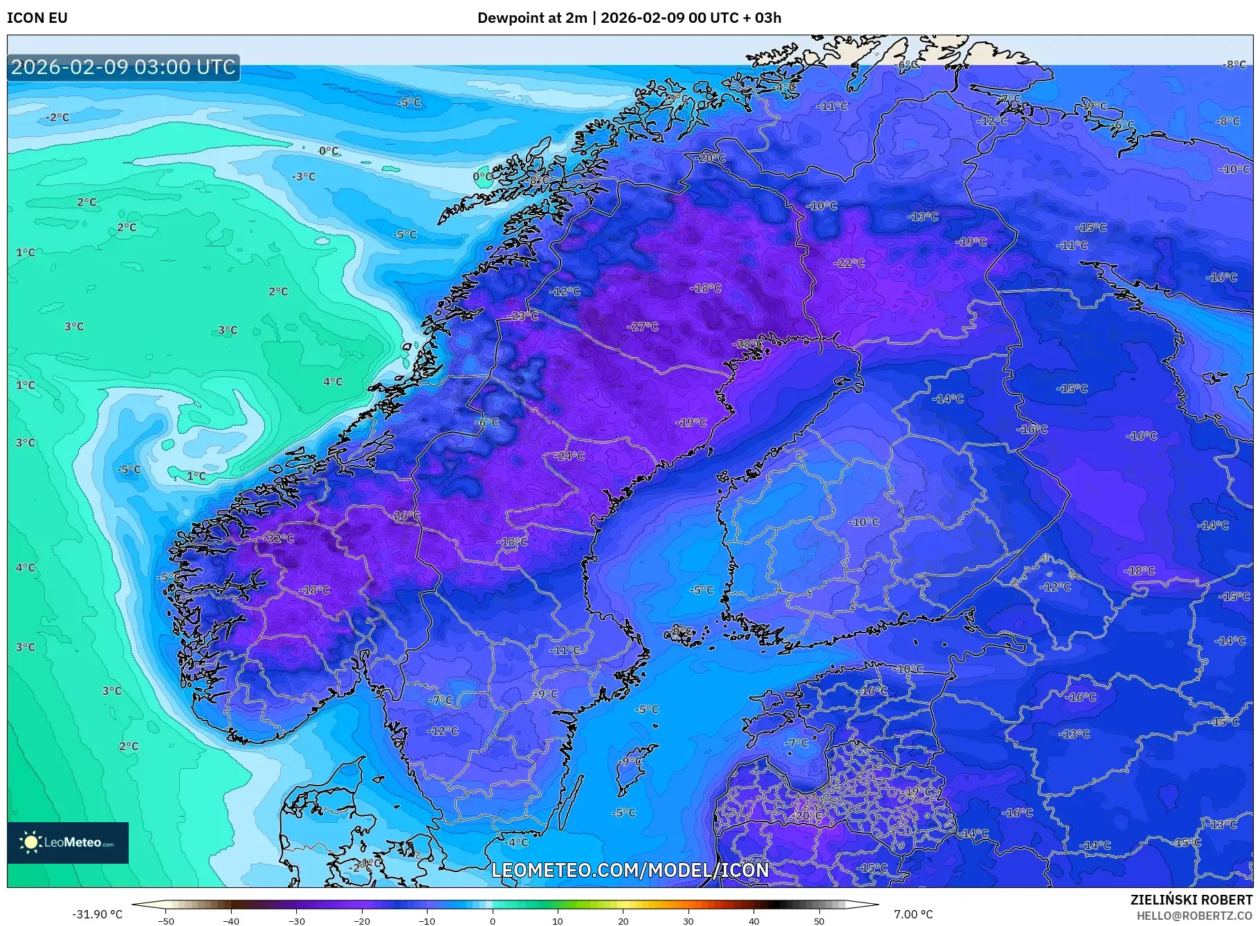 ICON model - Skandinavia, Takat Embun 2 m