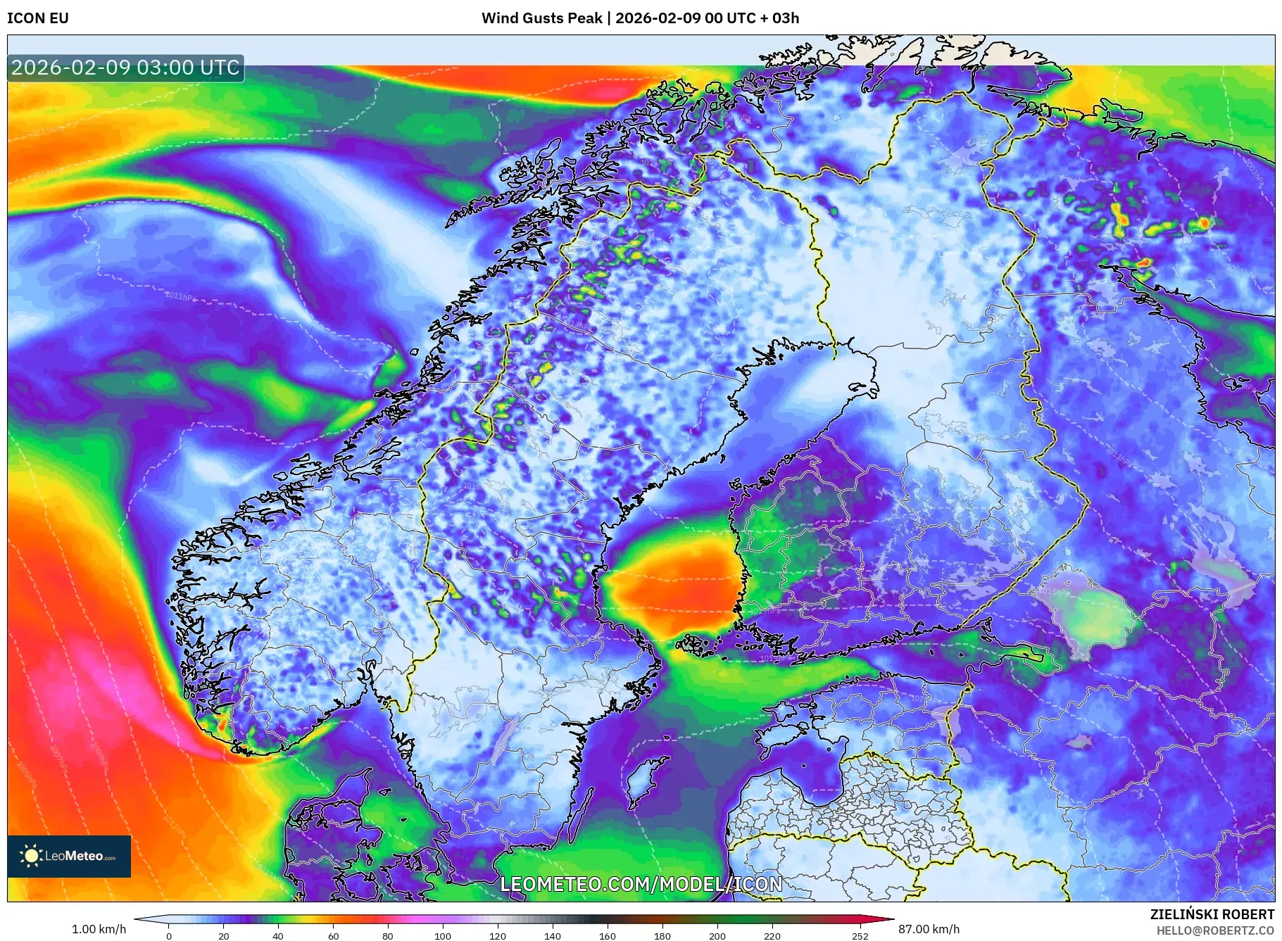 ICON model - Skandinavia, Hembusan Tertinggi