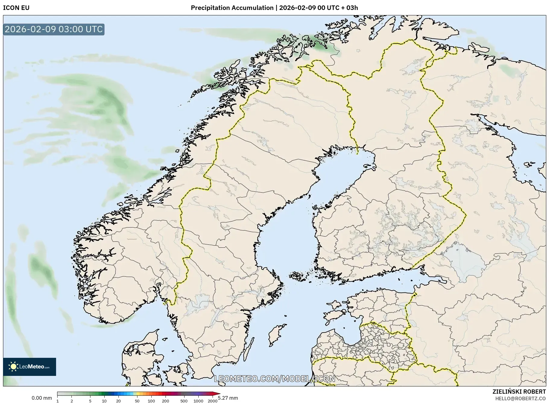 ICON model - Skandinavia, Pengumpulan Hujan