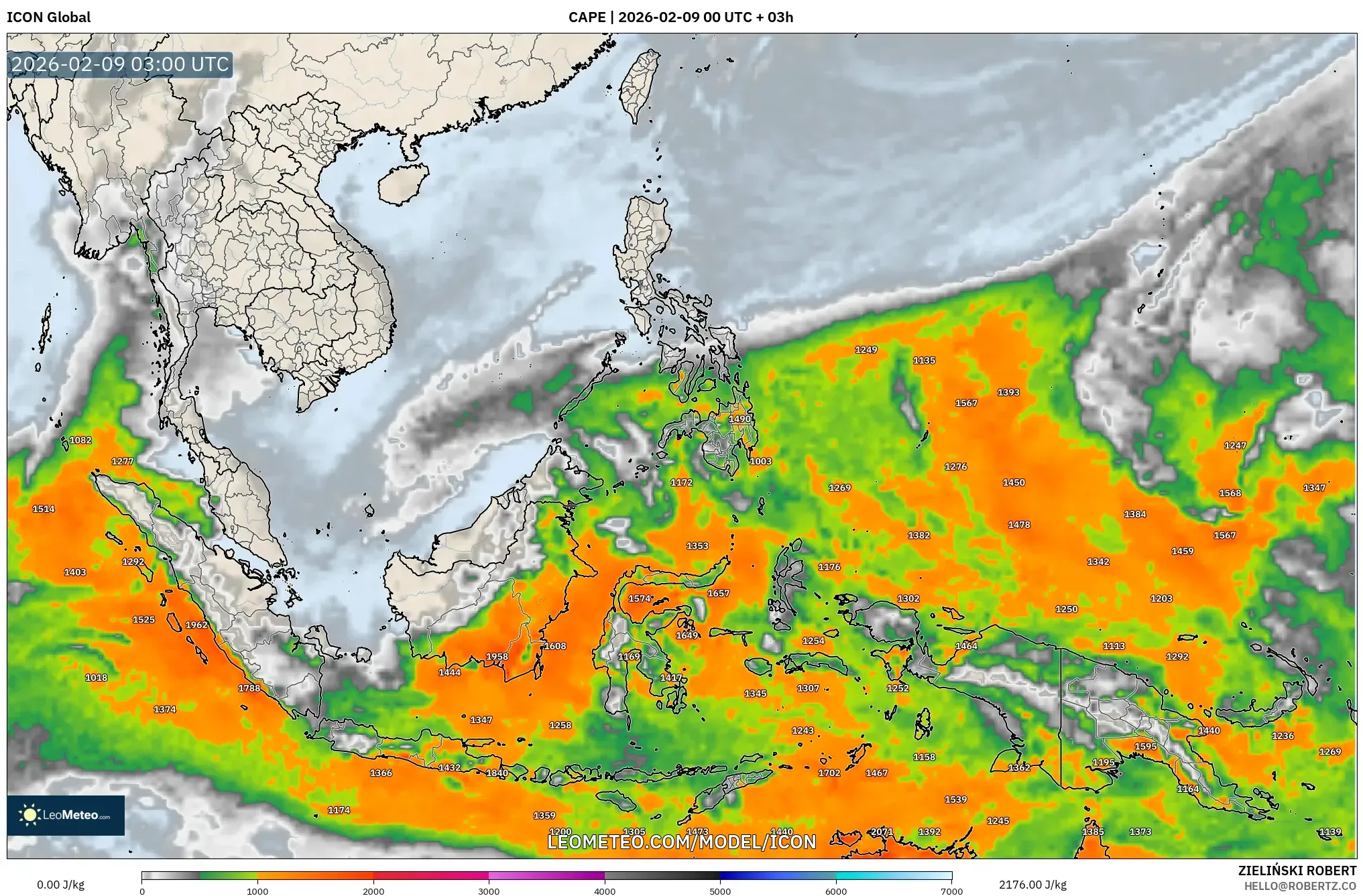ICON model - Asia Tenggara, CAPE