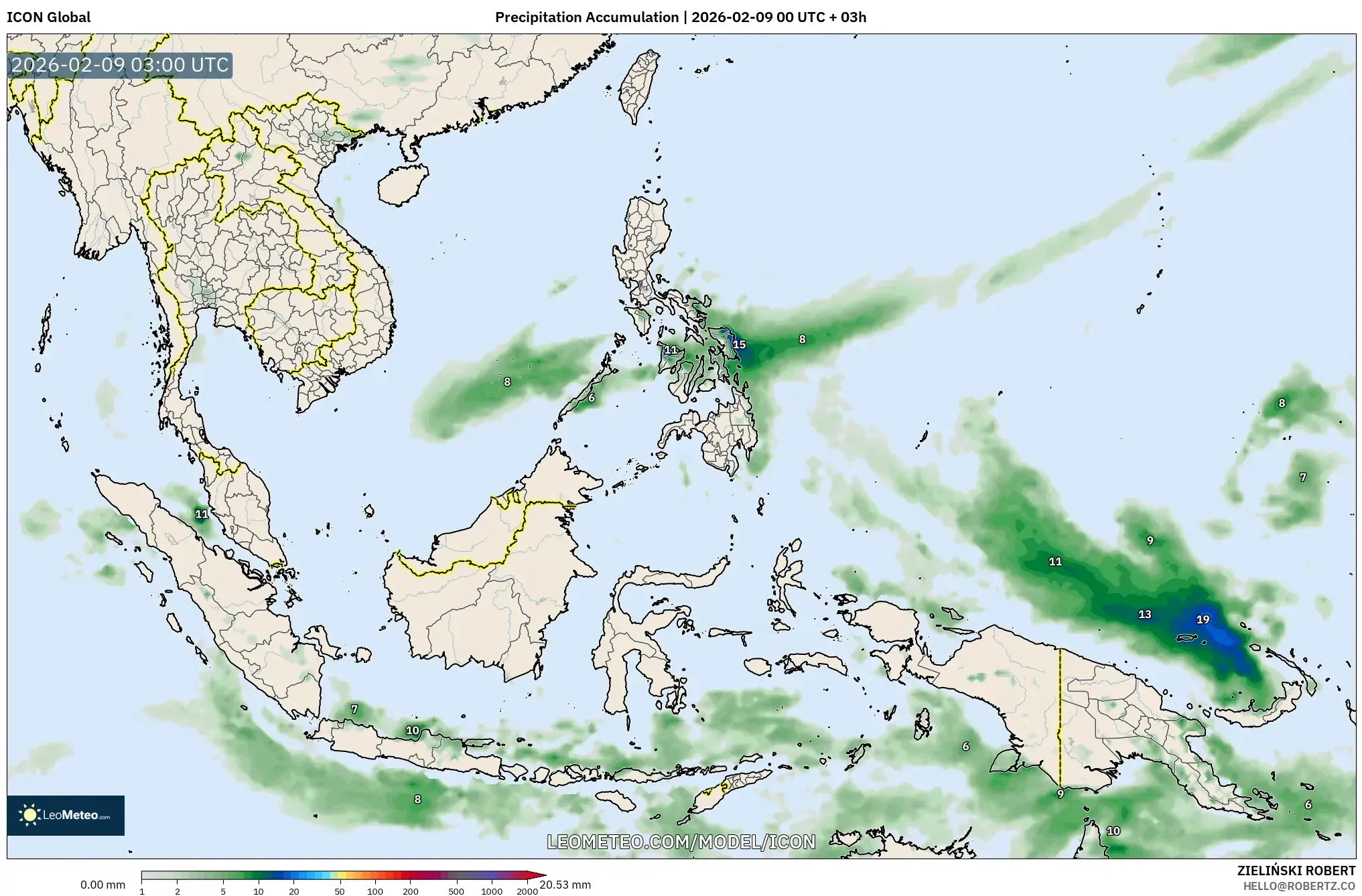 ICON model - Asia Tenggara, Pengumpulan Hujan